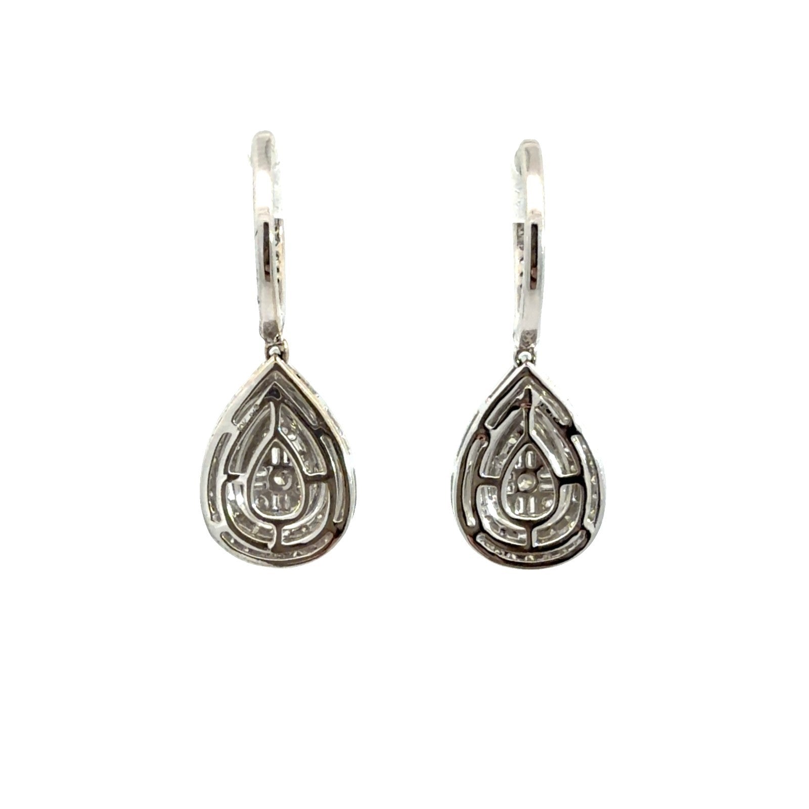 10k White Gold Teardrop Earrings with 1.20ctw Diamonds3
