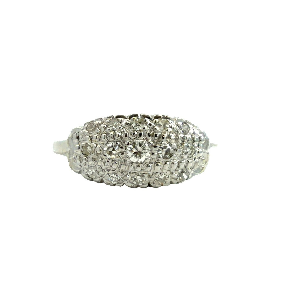 14k White Gold 0.26cttw Diamond Oval Cluster Cocktail Ring Size 6.750