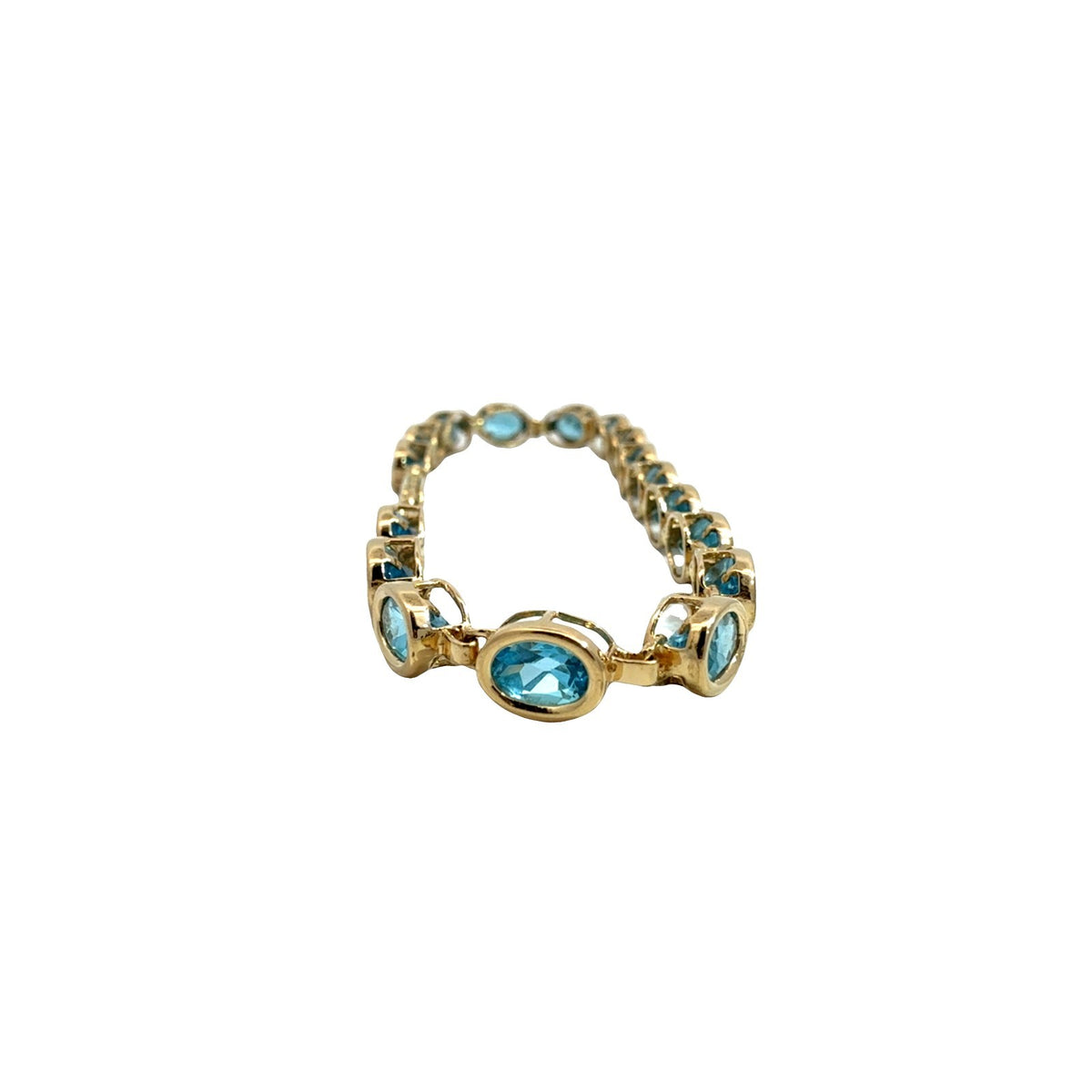 14k Yellow Gold and 7.48cttw Oval Blue Topaz Link Bracelet4