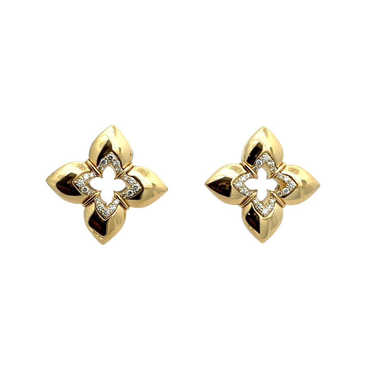 Roberto Coin 18k Yellow Gold Venetian Princess 0.28cttw Diamond Flower Earrings0
