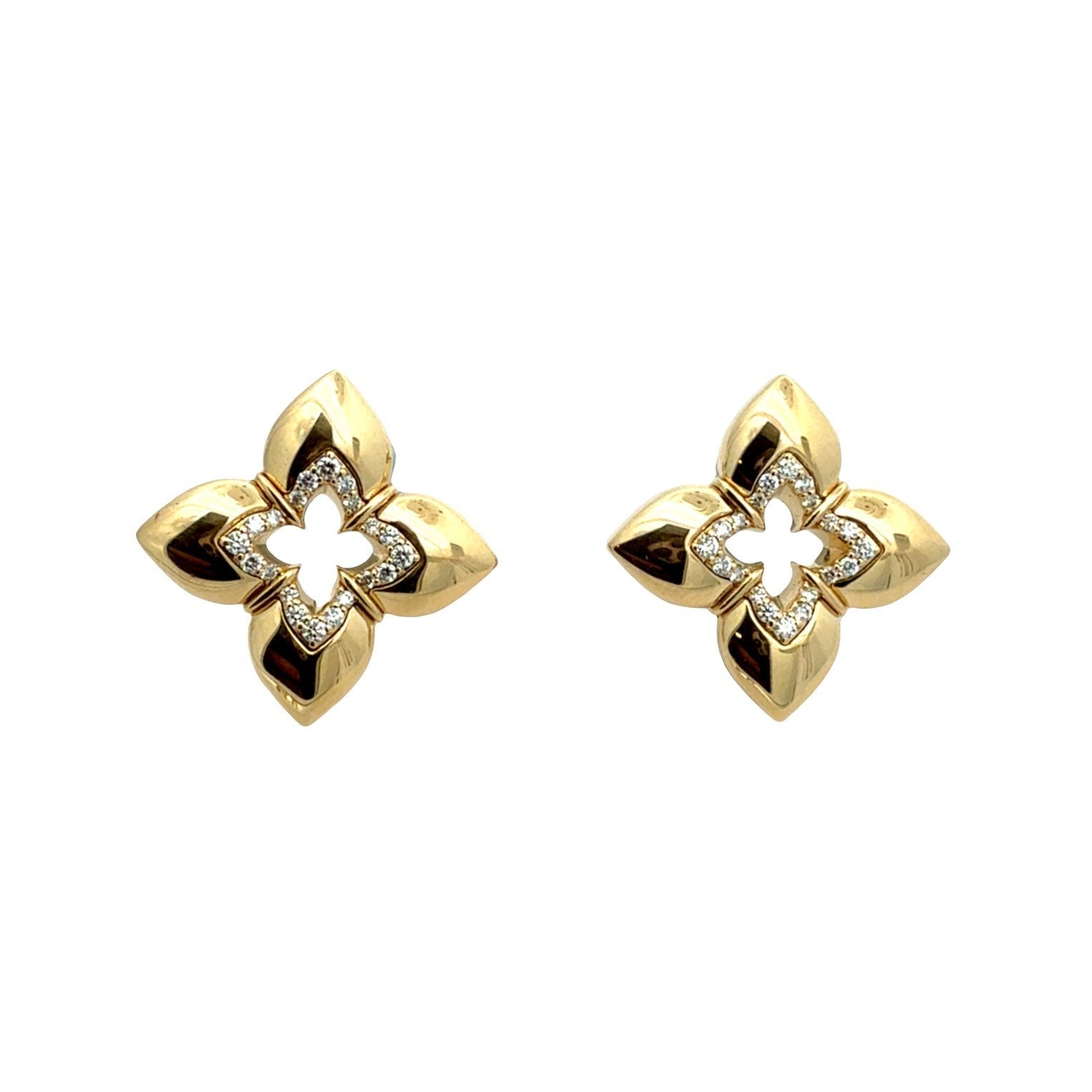 Roberto Coin 18k Yellow Gold Venetian Princess 0.28cttw Diamond Flower Earrings0