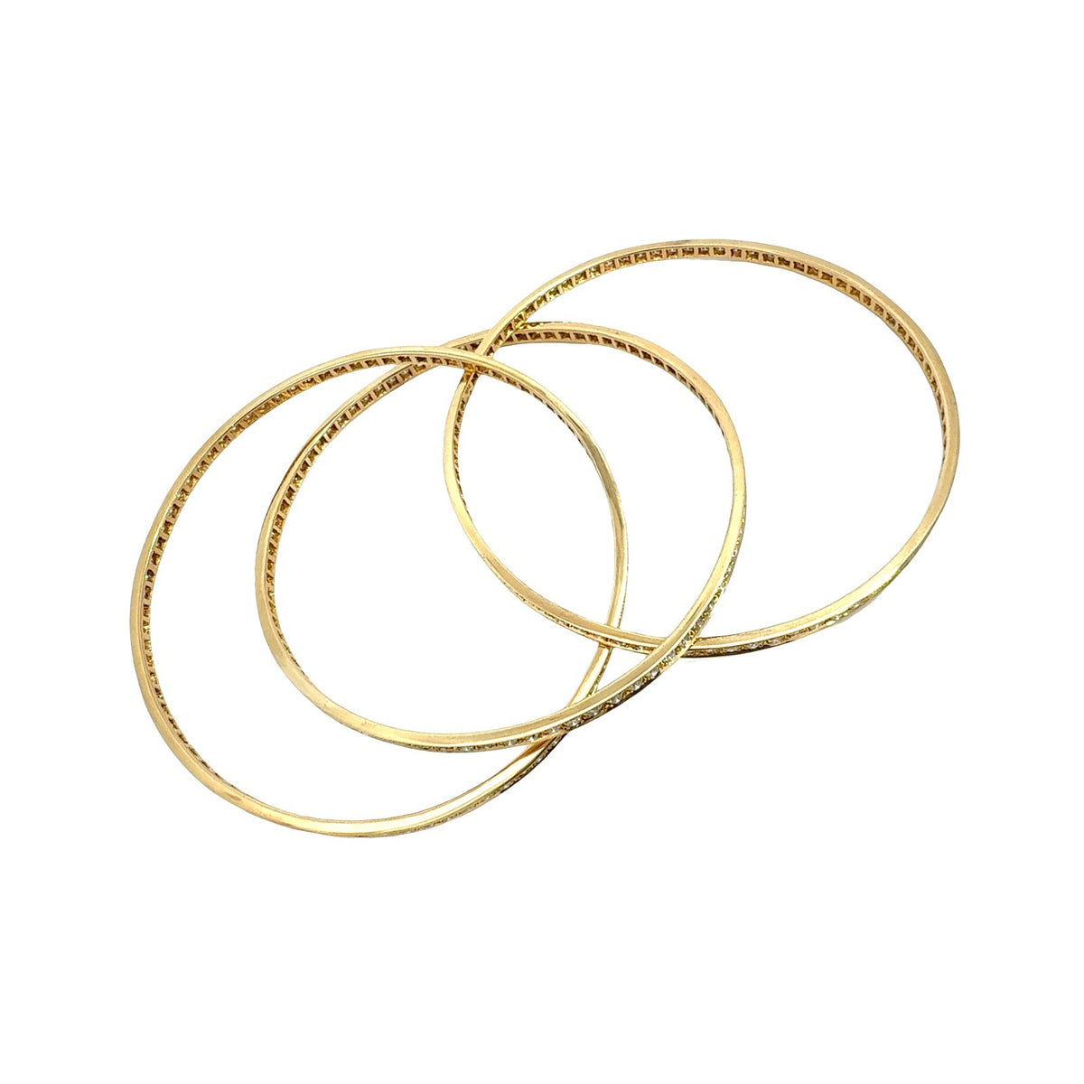 18k Yellow Gold 6.60cttw Diamond Triple Interlocking Bangles 8"6
