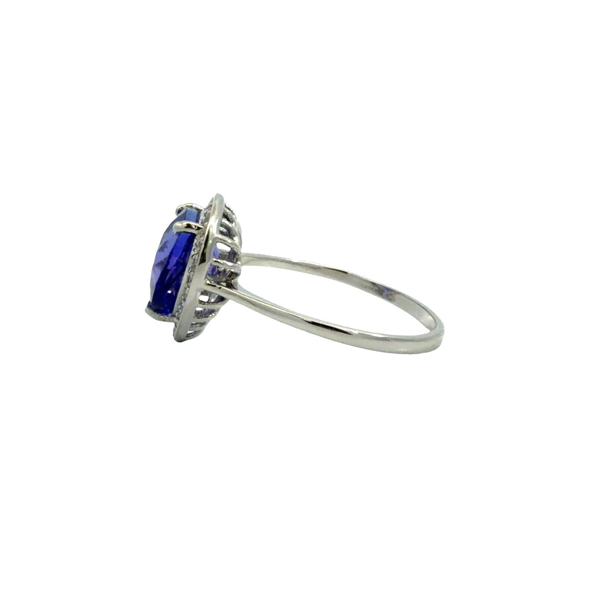 14k White Gold Pear-Cut 3.23tcw Tanzanite & 0.25cttw Diamond Halo Ring 8.54
