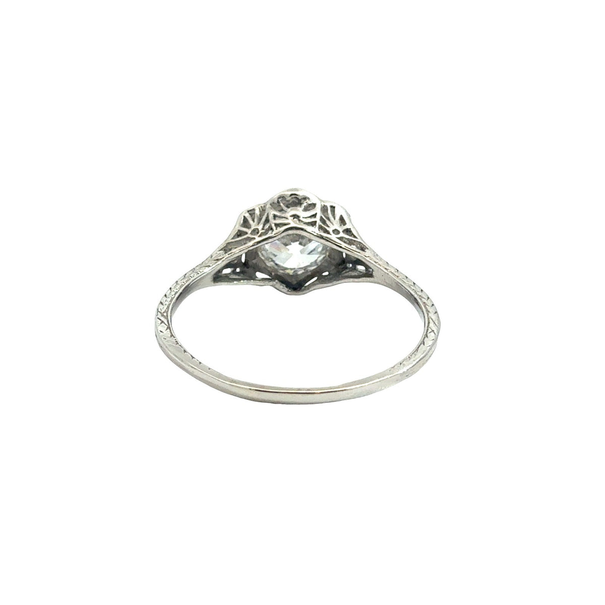 Vintage 14k White Gold 1.00tcw Euro-Cut Diamond Art Deco Engagement Ring Size 73