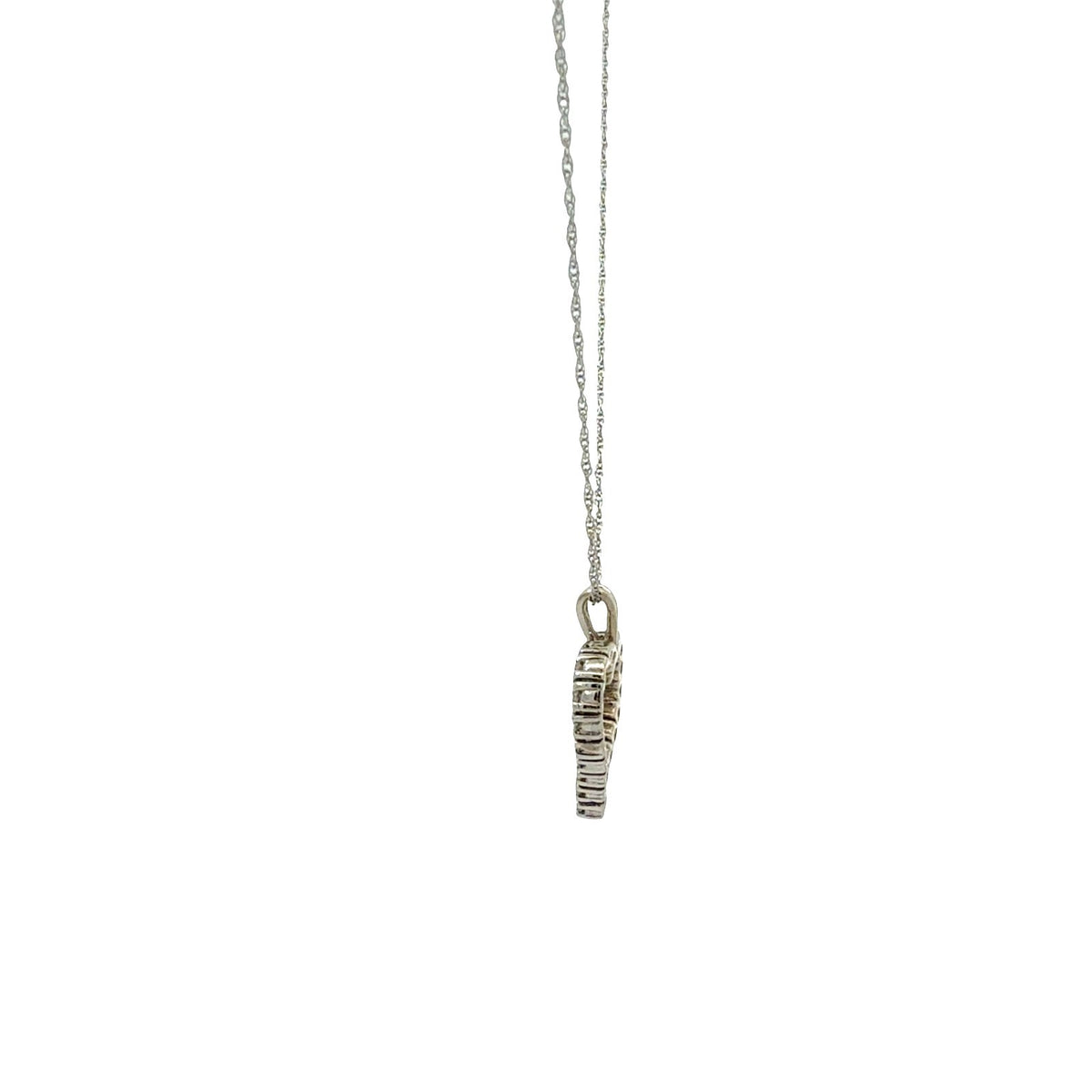 14k White Gold Stamped 0.33cttw Diamond Open Heart Pendant Necklace4