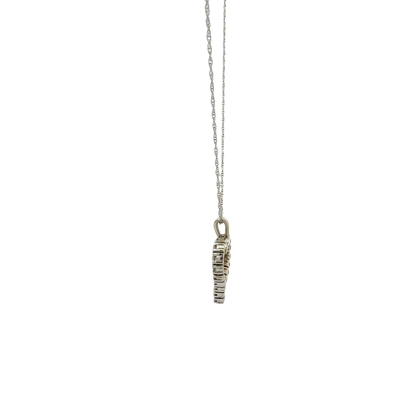 14k White Gold Stamped 0.33cttw Diamond Open Heart Pendant Necklace4