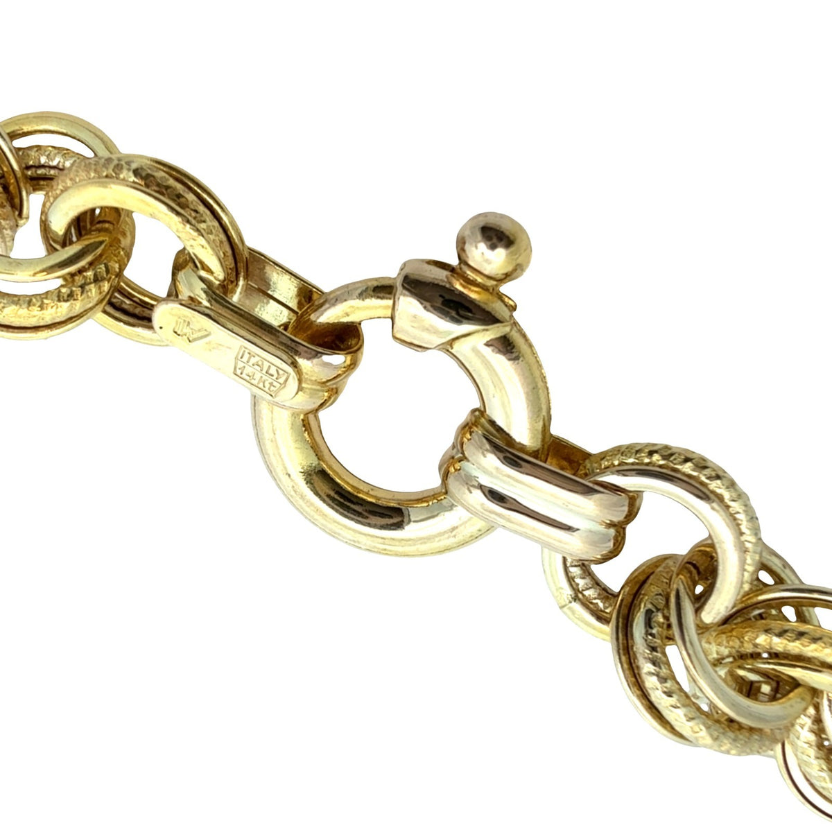 Italy 14k Yellow Gold Textured Multi-Link Chain Necklace 18"6