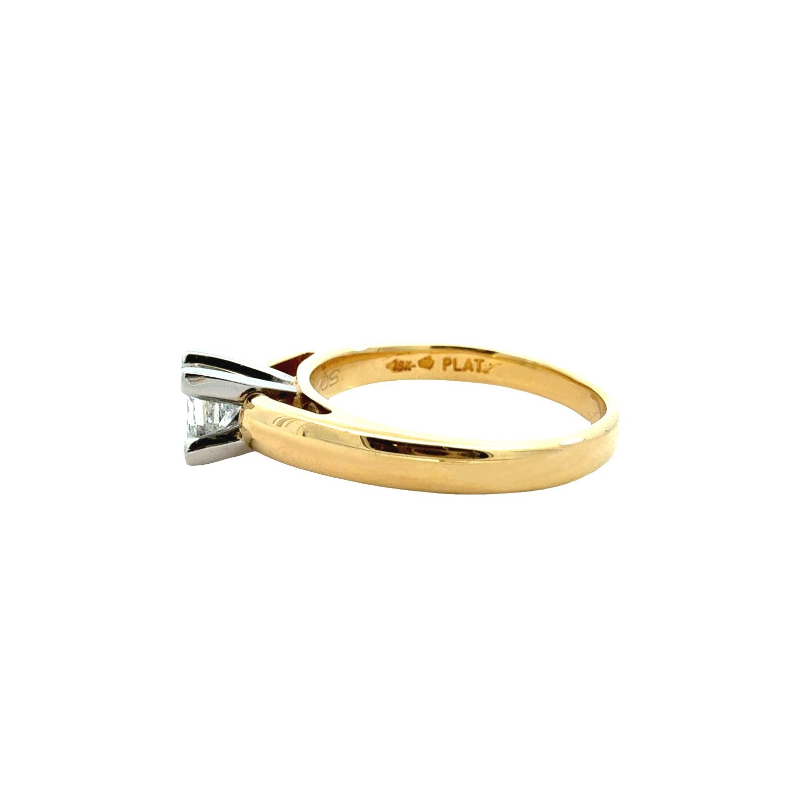 18k Yellow Gold Princess-Cut 0.38tcw Diamond Engagement Ring Platinum Prongs3