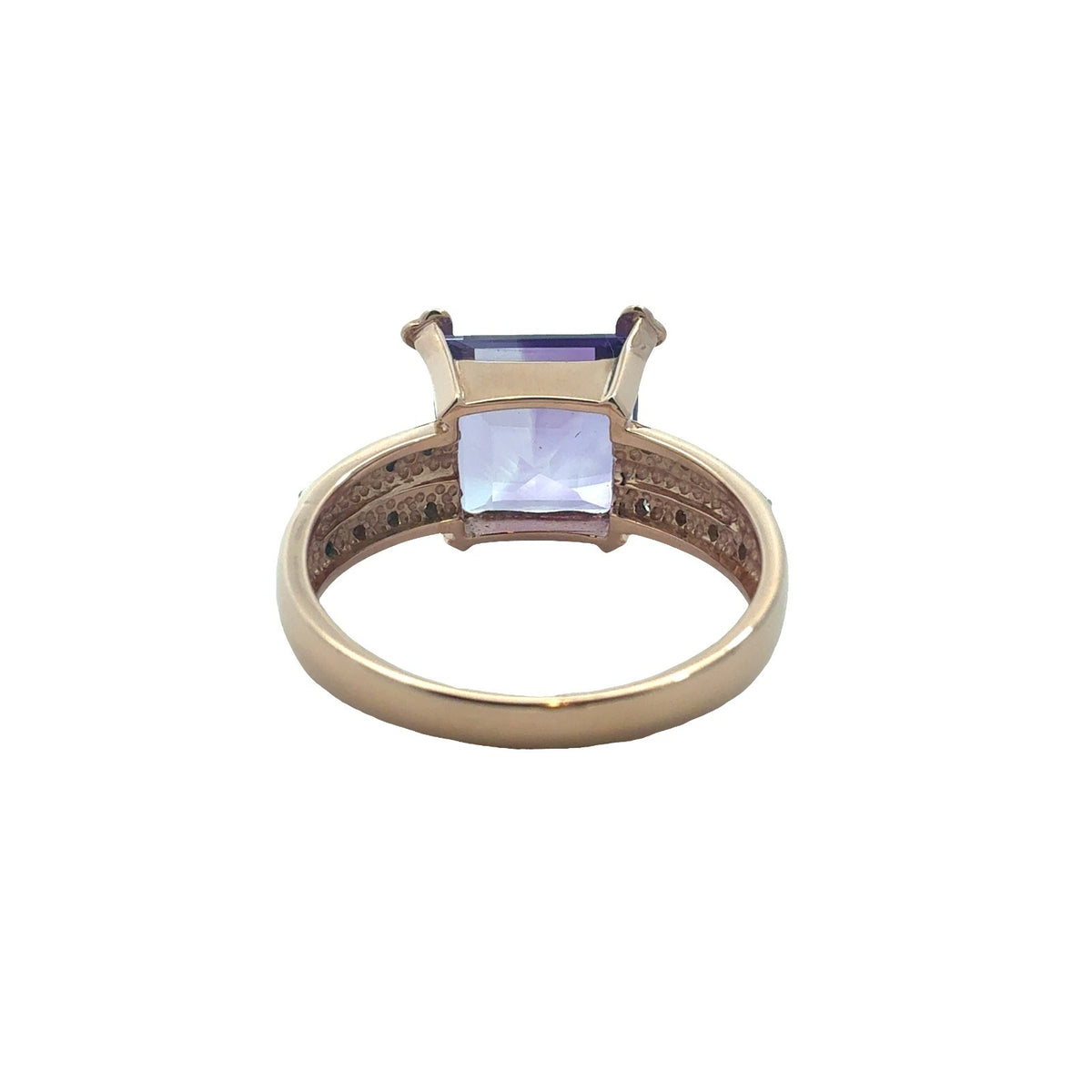 14k Rose Gold 3.81ctw Square Amethyst and 0.10ctw Diamond Ring3