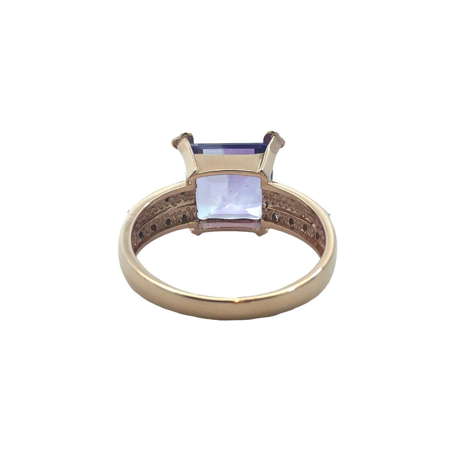 14k Rose Gold 3.81ctw Square Amethyst and 0.10ctw Diamond Ring3