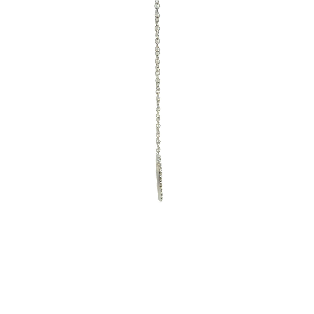 14k White Gold 0.16cttw Diamond Pave Hoop Pendant Necklace 17.5"3
