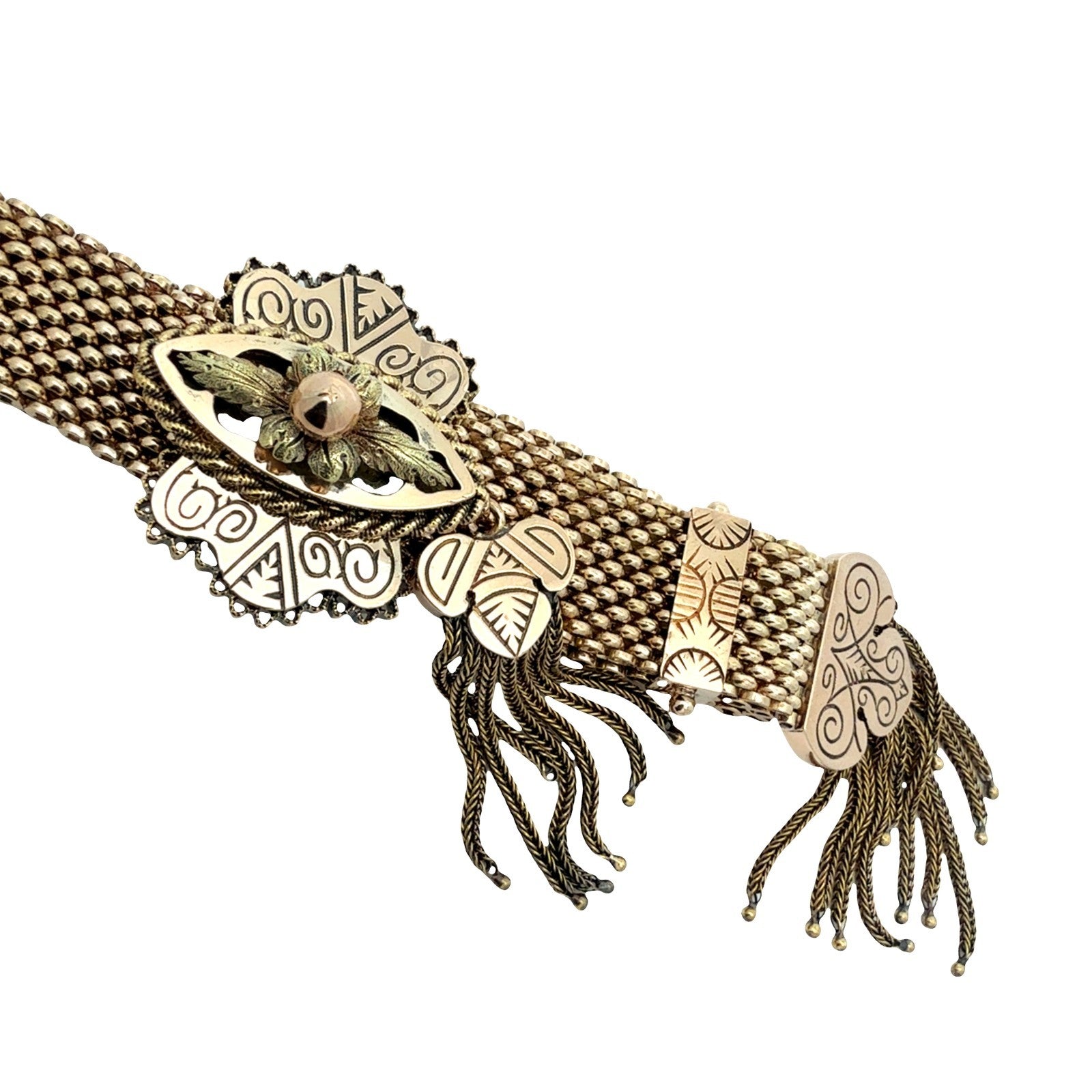 Antique Victorian 14k Yellow Gold Mesh Slide Bracelet3