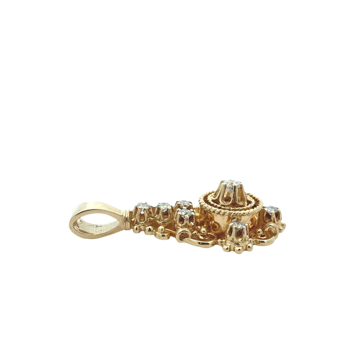 Vintage 14k Yellow Gold Ornate 0.55cttw Diamond Pendant5