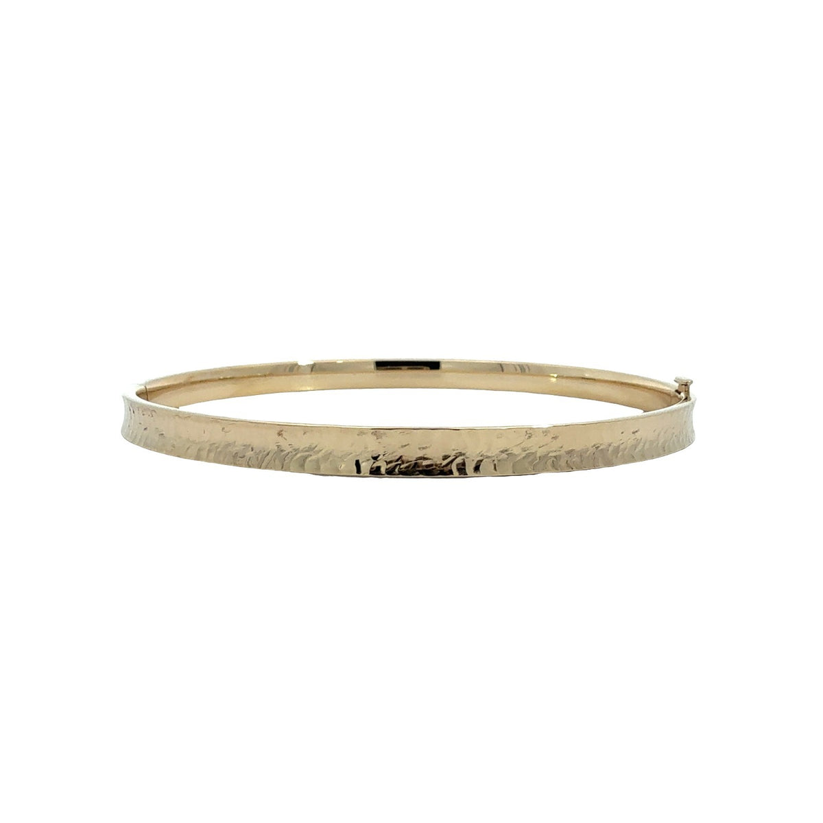 14k Yellow Gold Textured Hinged Bangle Bracelet 7.5"0