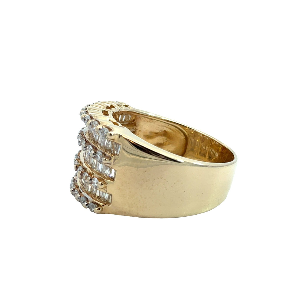 14k Yellow Gold Band Ring with 1.20ctw Prong and Channel Set Diamonds Size 7.252