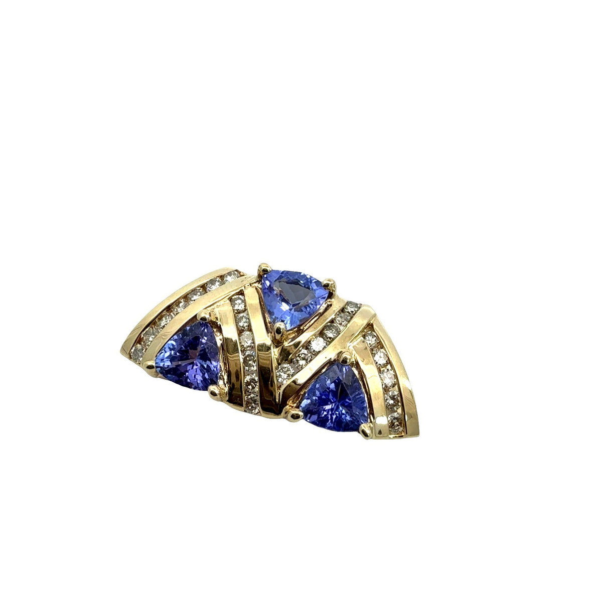 14k Yellow Gold 1.35cttw Tanzanite and 0.32cttw Diamond Geometric Slider Pendant1