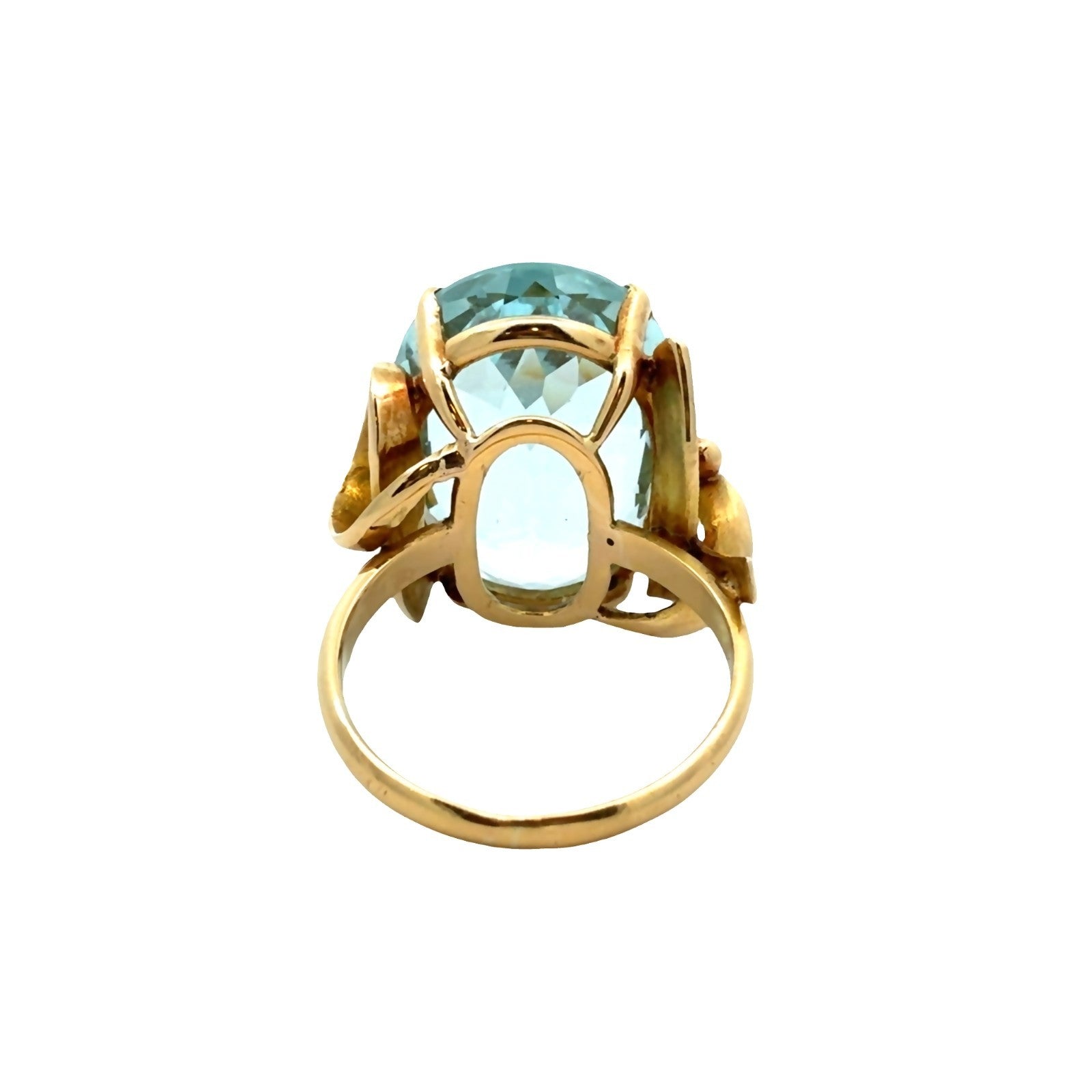 Vintage 17k Yellow Gold 17.60ctw Oval Aquamarine Ring Size 62