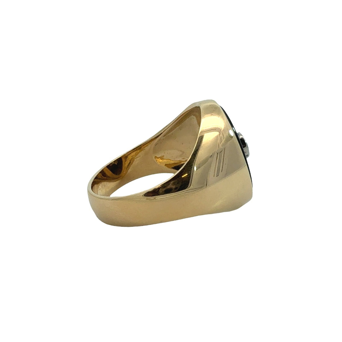 18k Yellow Gold Black Inlay & 0.17ctw Diamond Signet Ring Size 9.754