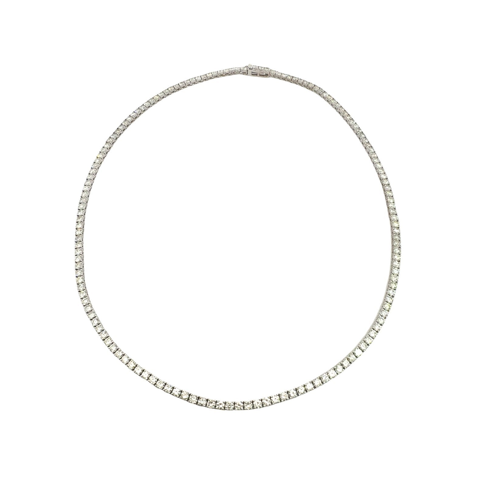 NEW 14k White Gold 10.35cttw Diamond Tennis Necklace 16"0