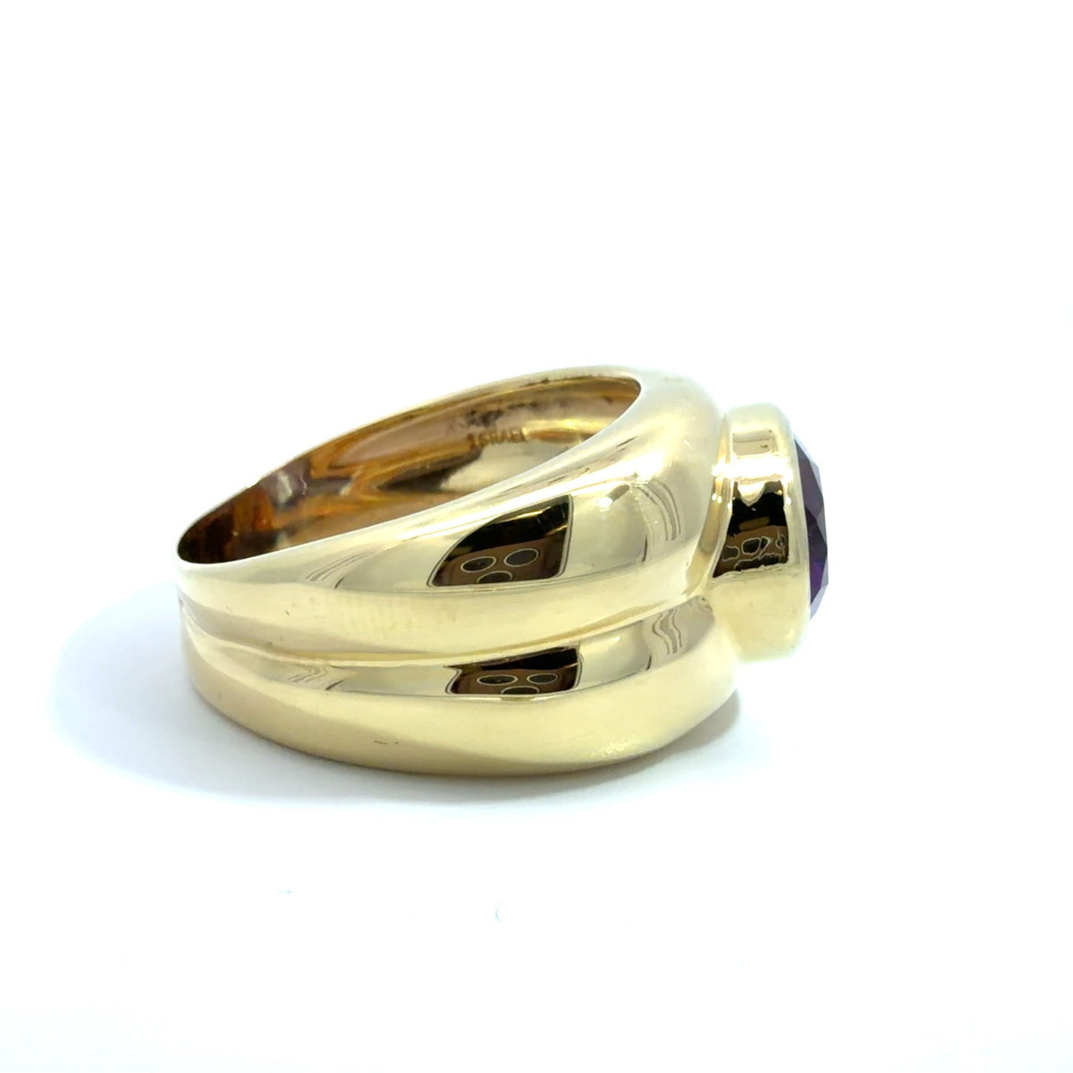 Tiffany & Co.18k Yellow Gold Bezel Set Amethyst Ring Size 8.253