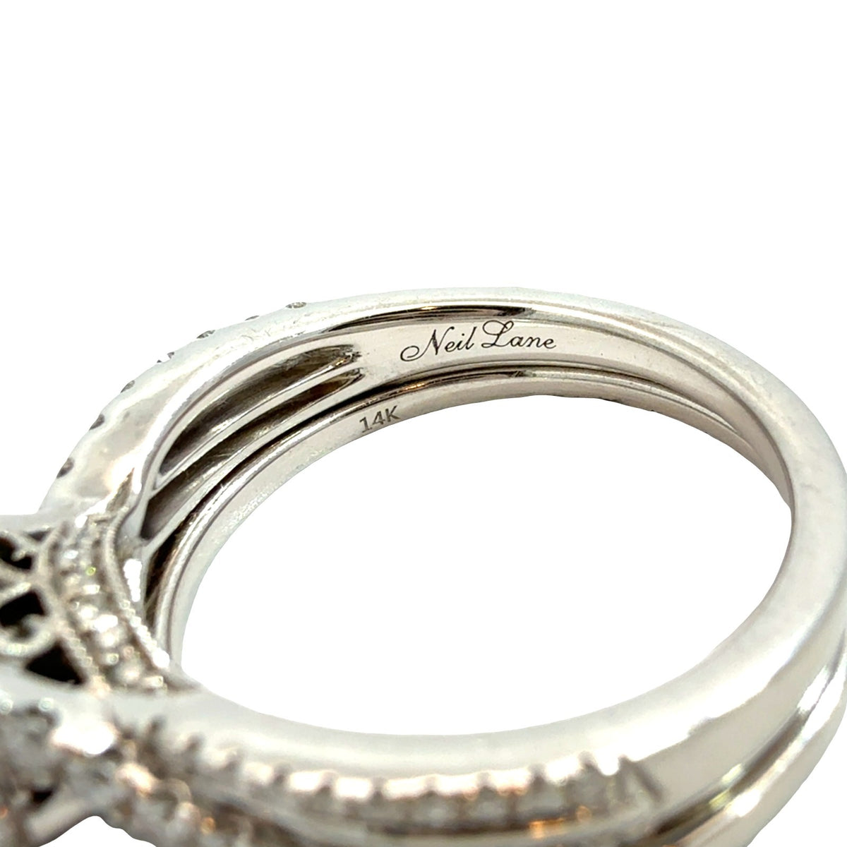 Neil Lane 14k White Gold 1.37cttw Radiant Diamond Halo Engagement Ring & AM Band6