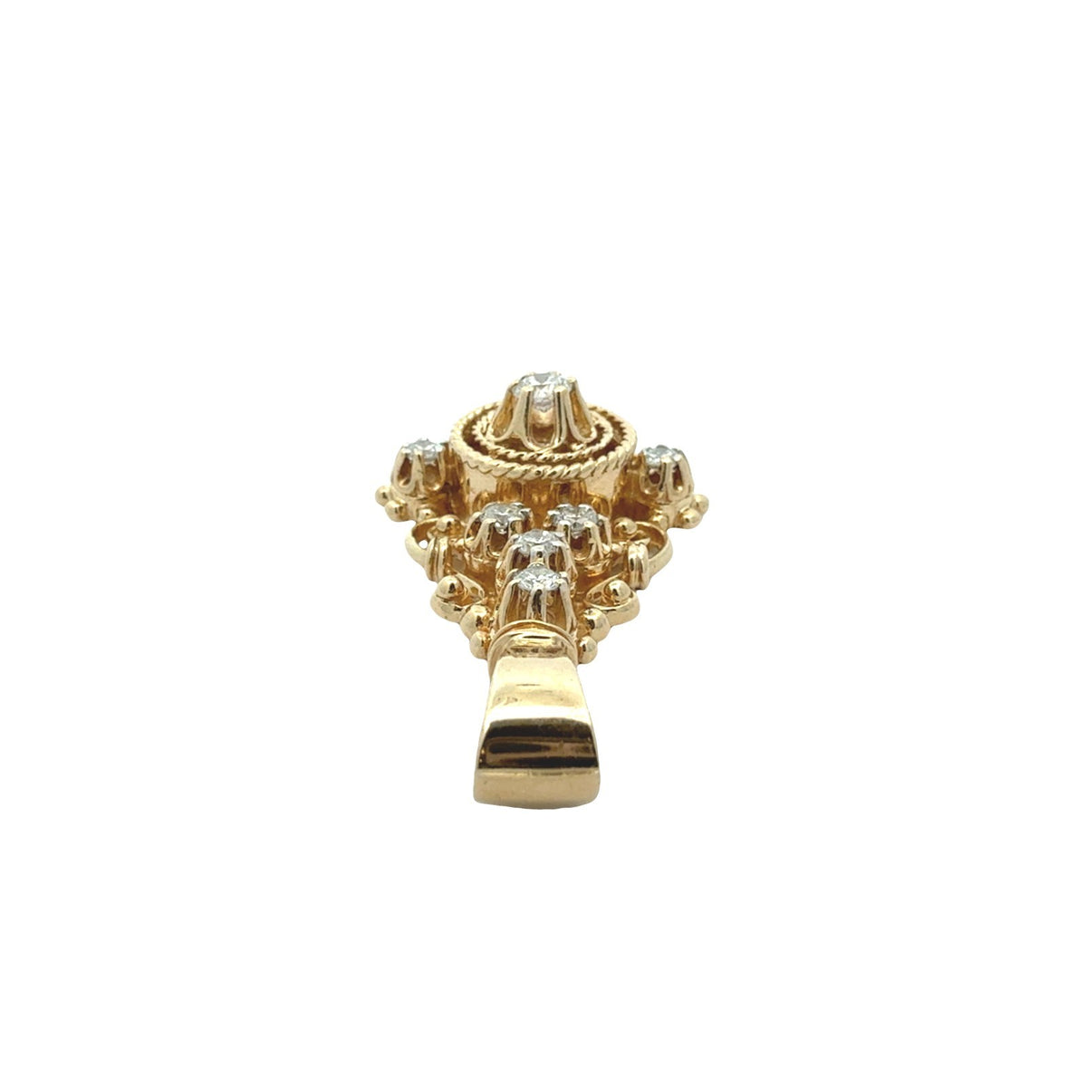 Vintage 14k Yellow Gold Ornate 0.55cttw Diamond Pendant4