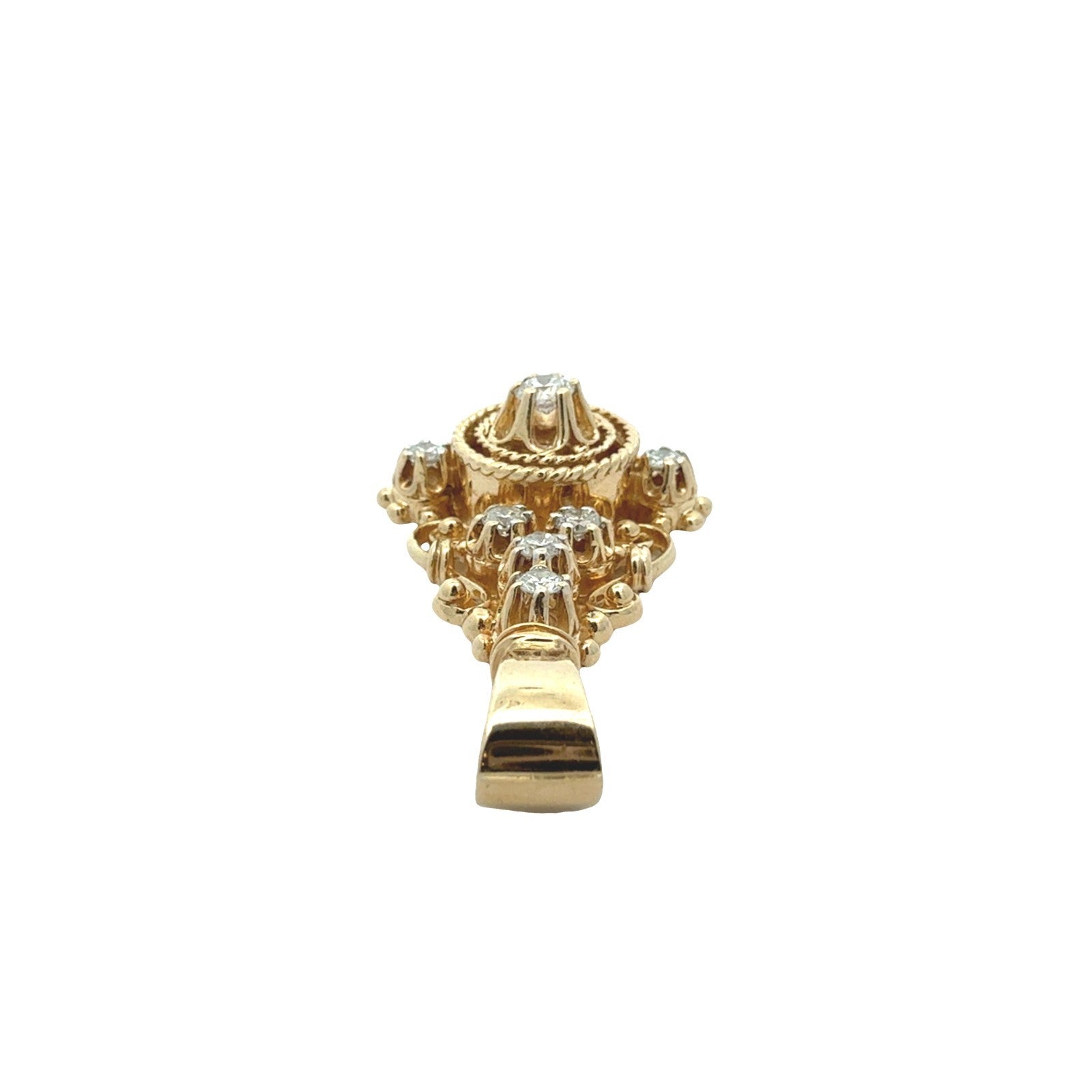 Vintage 14k Yellow Gold Ornate 0.55cttw Diamond Pendant4