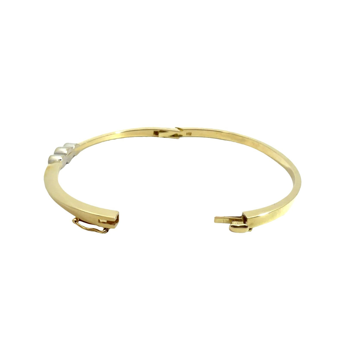 14k Multi-Tone Gold 0.40cttw Three Diamond Hinged Bangle Bracelet4
