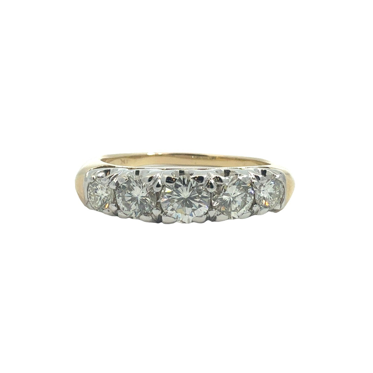 14k Yellow Gold Two-Toned 0.97ctw 5 Diamond Wedding Band Ring Size 70