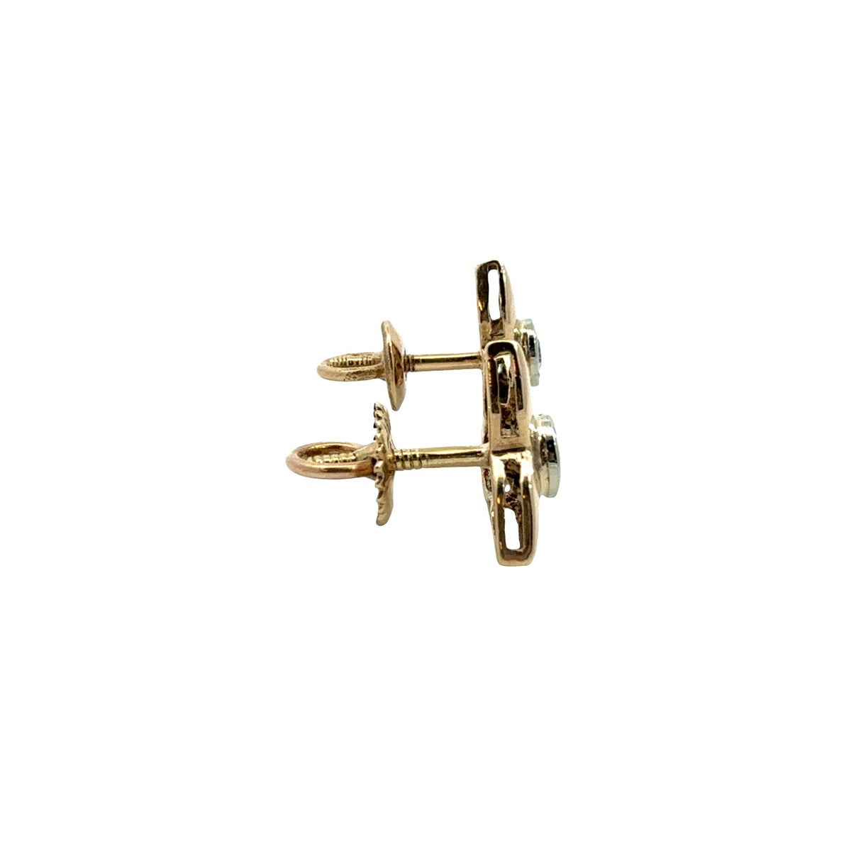 14k Yellow Gold Stamped 0.13cttw Diamond Two-Tone Floral Stud Earrings3