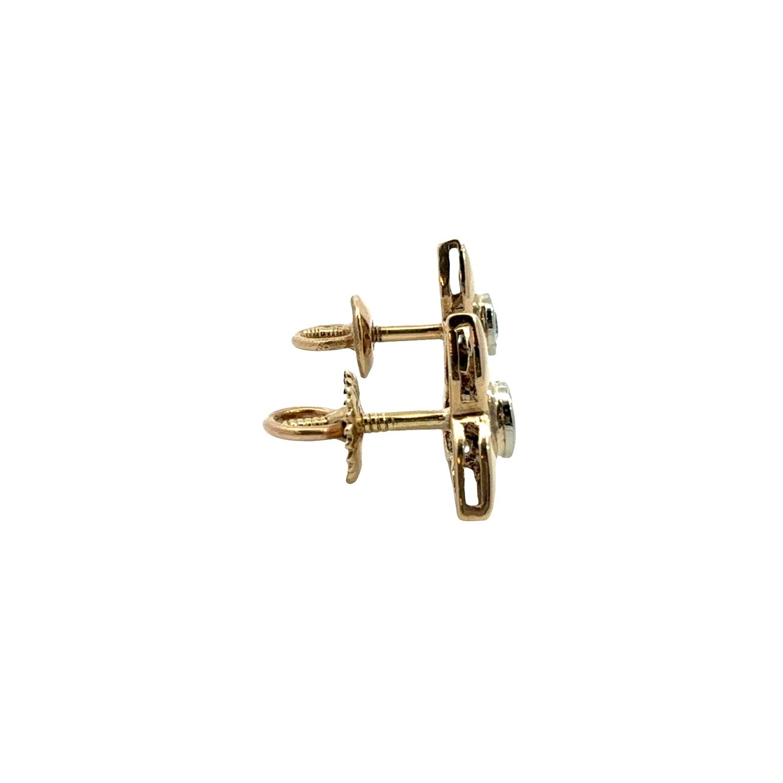 14k Yellow Gold Stamped 0.13cttw Diamond Two-Tone Floral Stud Earrings3