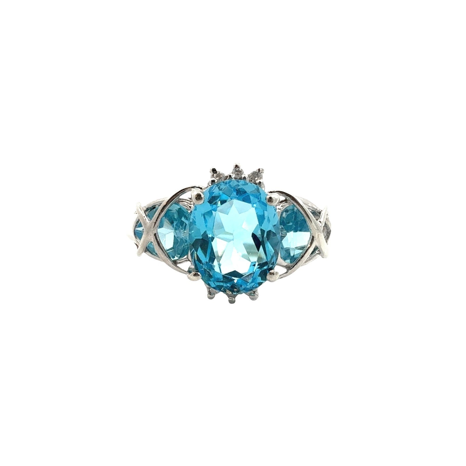 Vintage 10k White Gold 3.27cttw Topaz and 0.02cttw Diamond Ring1