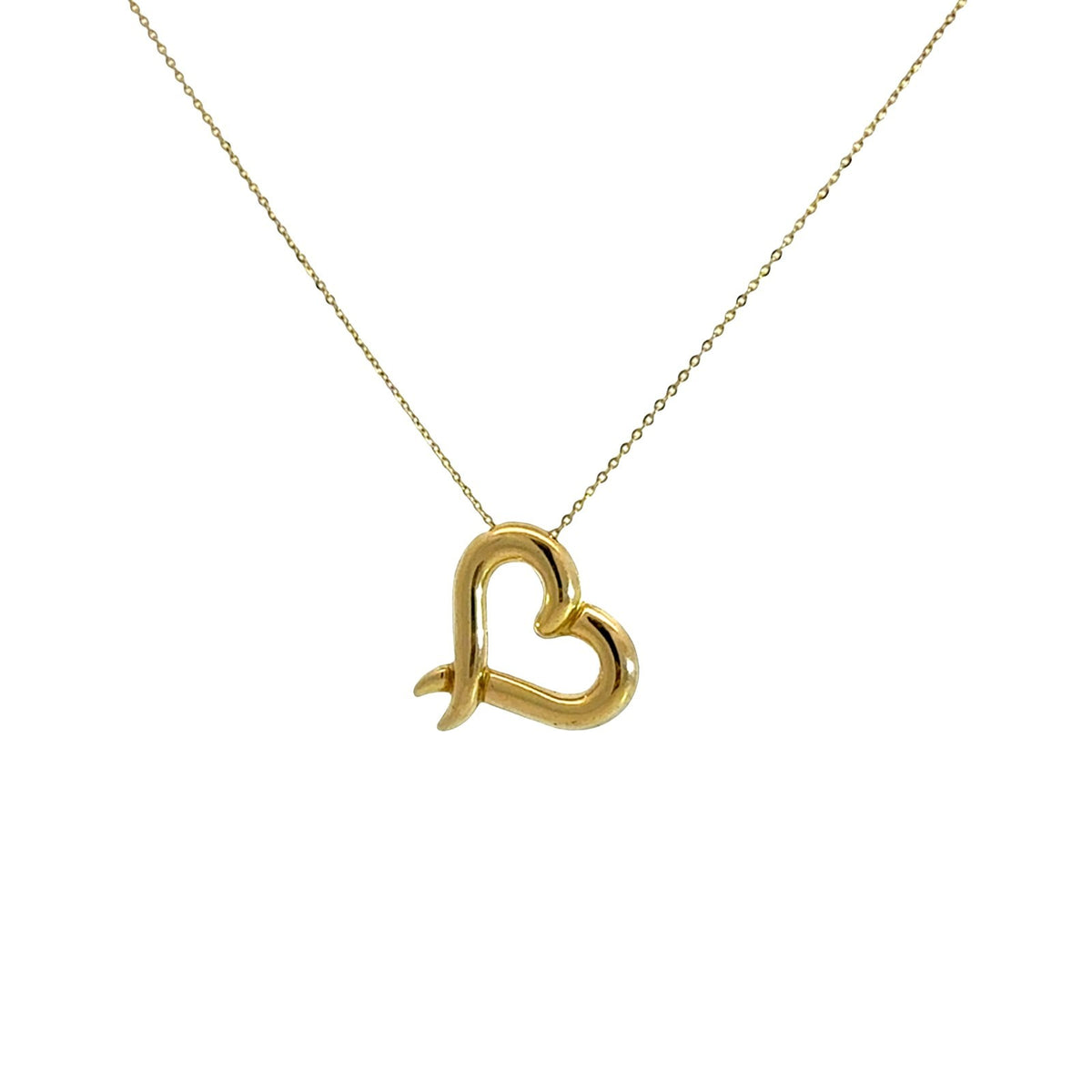 10k Yellow Gold Two-Tone Open Heart Charm Necklace1
