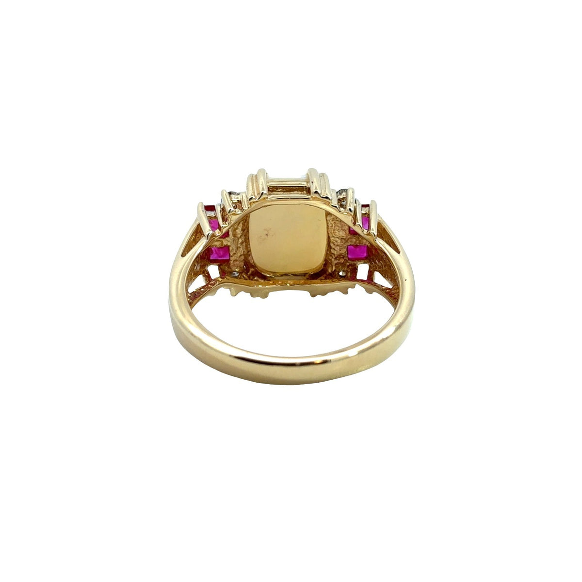 Vintage 14k Yellow Gold 1.13tcw Oval Opal 0.51cttw Ruby & 0.11cttw Diamond Ring3