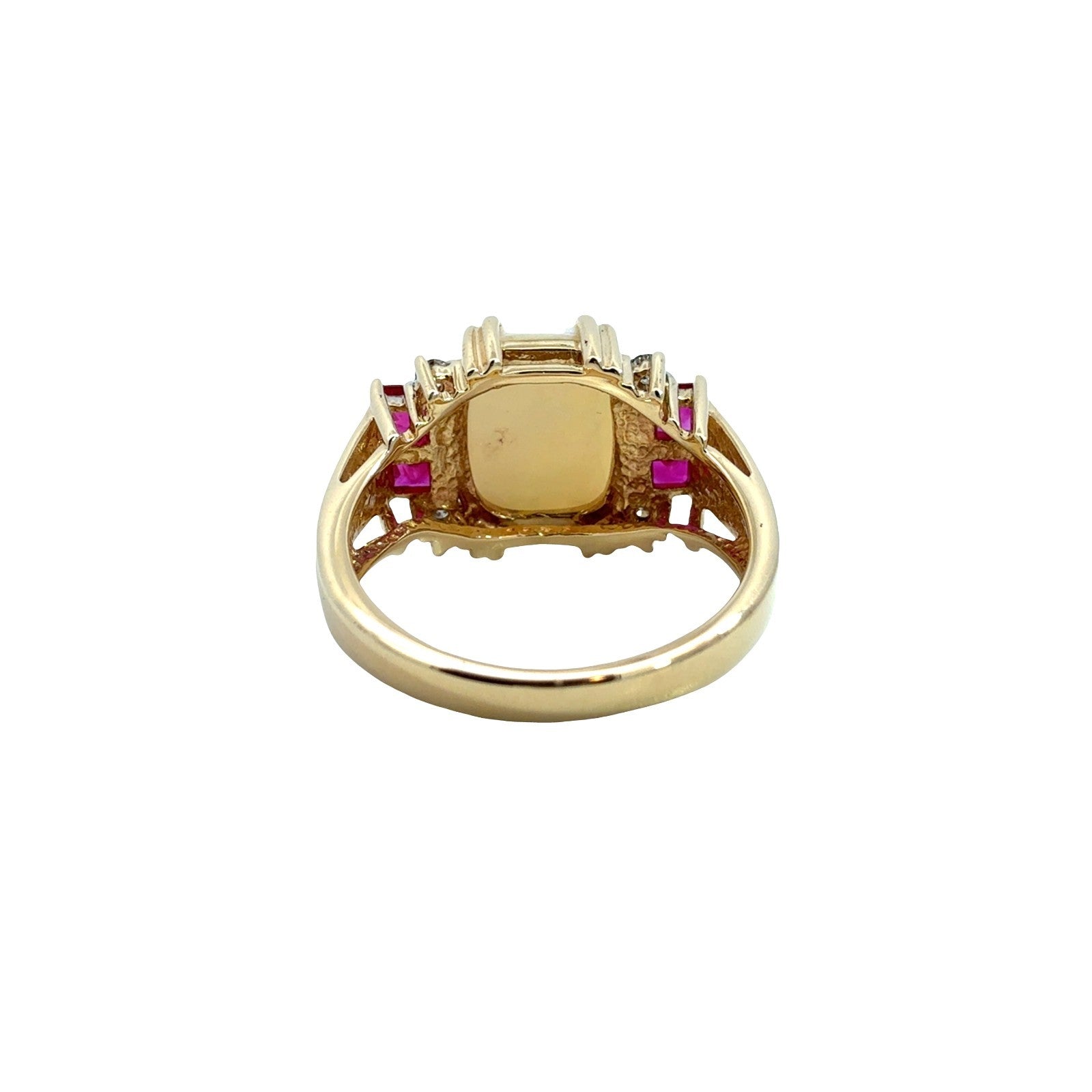Vintage 14k Yellow Gold 1.13tcw Oval Opal 0.51cttw Ruby & 0.11cttw Diamond Ring3