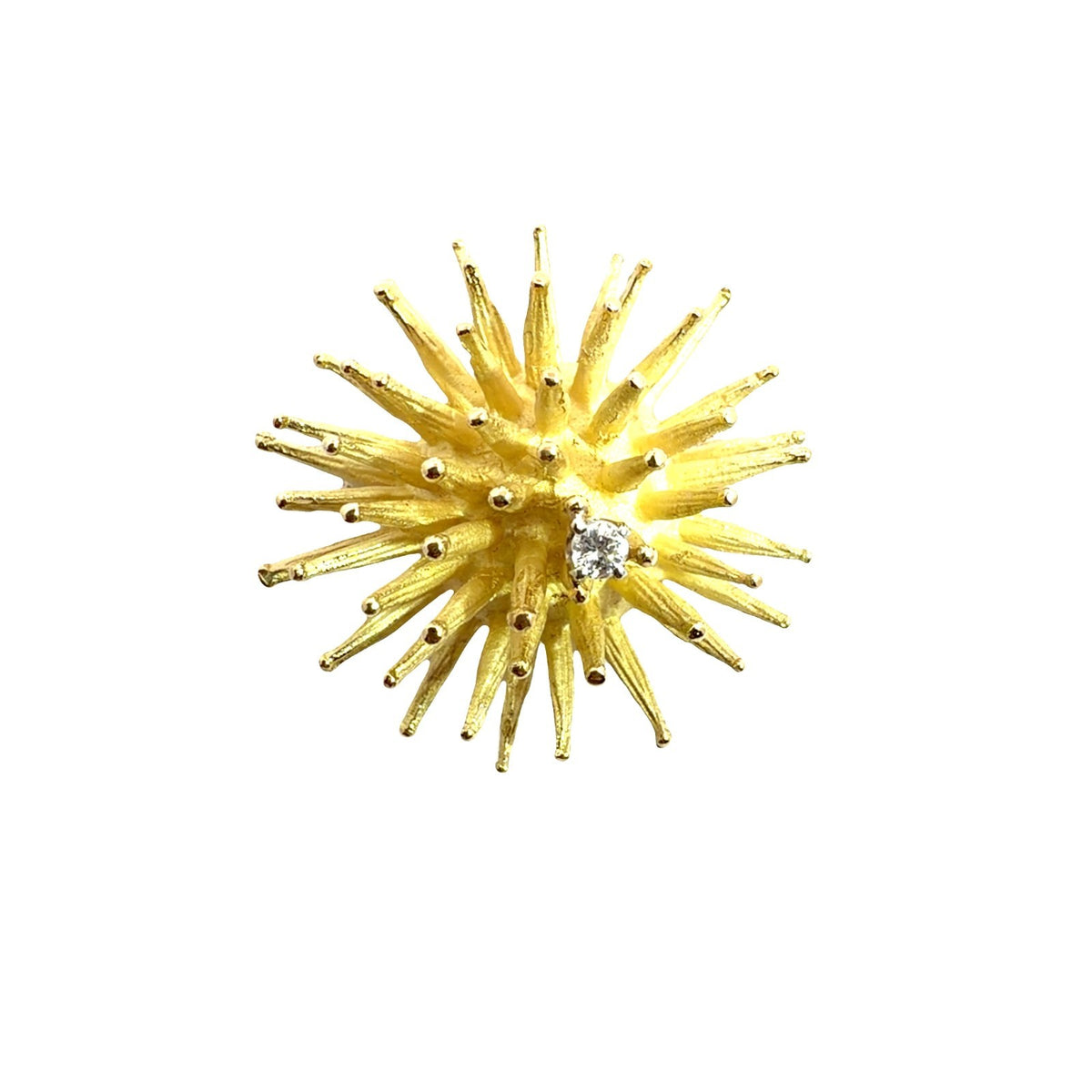 18k Yellow Gold and 0.07ctw Diamond Sea Urchin Brooch Pin6
