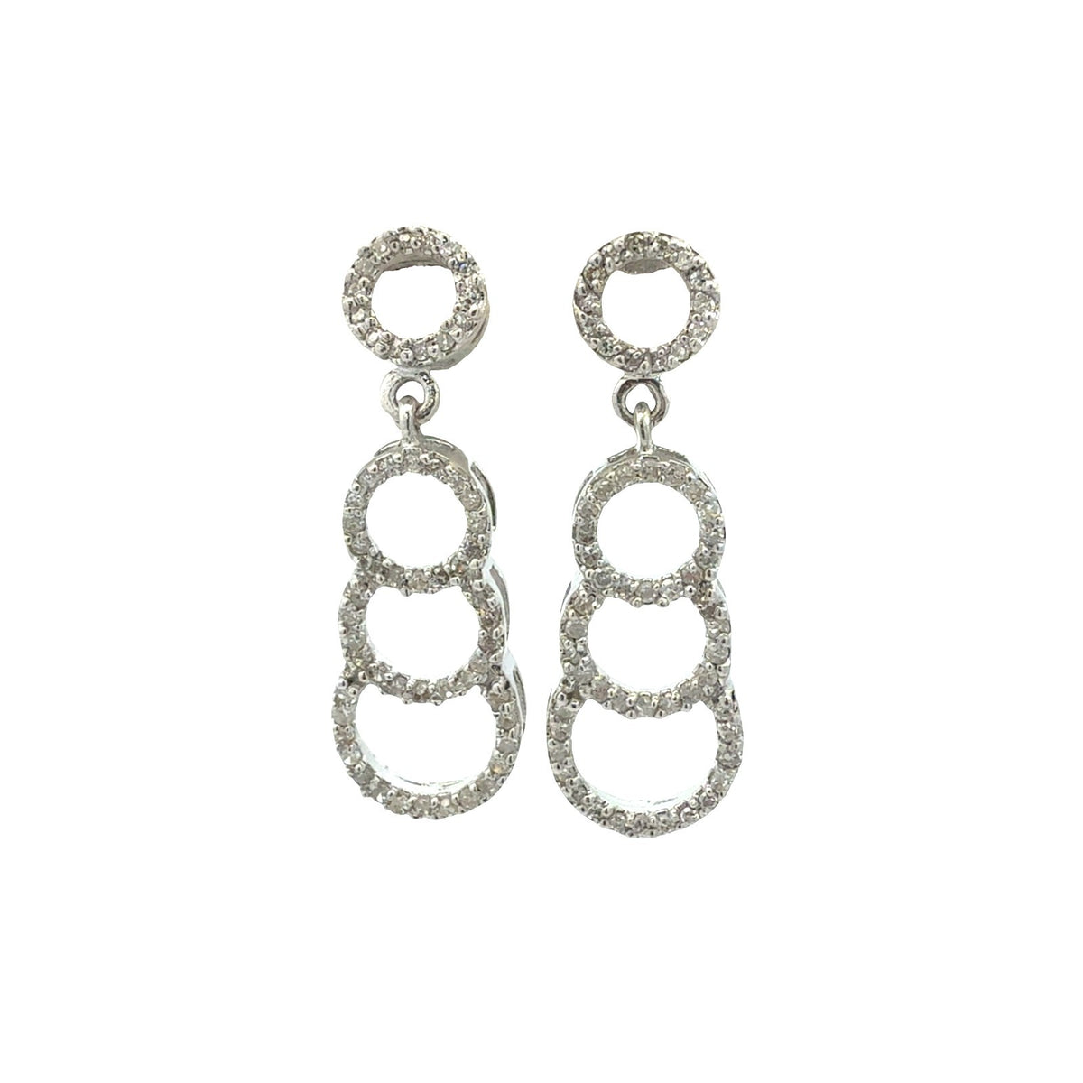 10k White Gold 0.46ctw Diamond Four Circle Dangle Earrings4