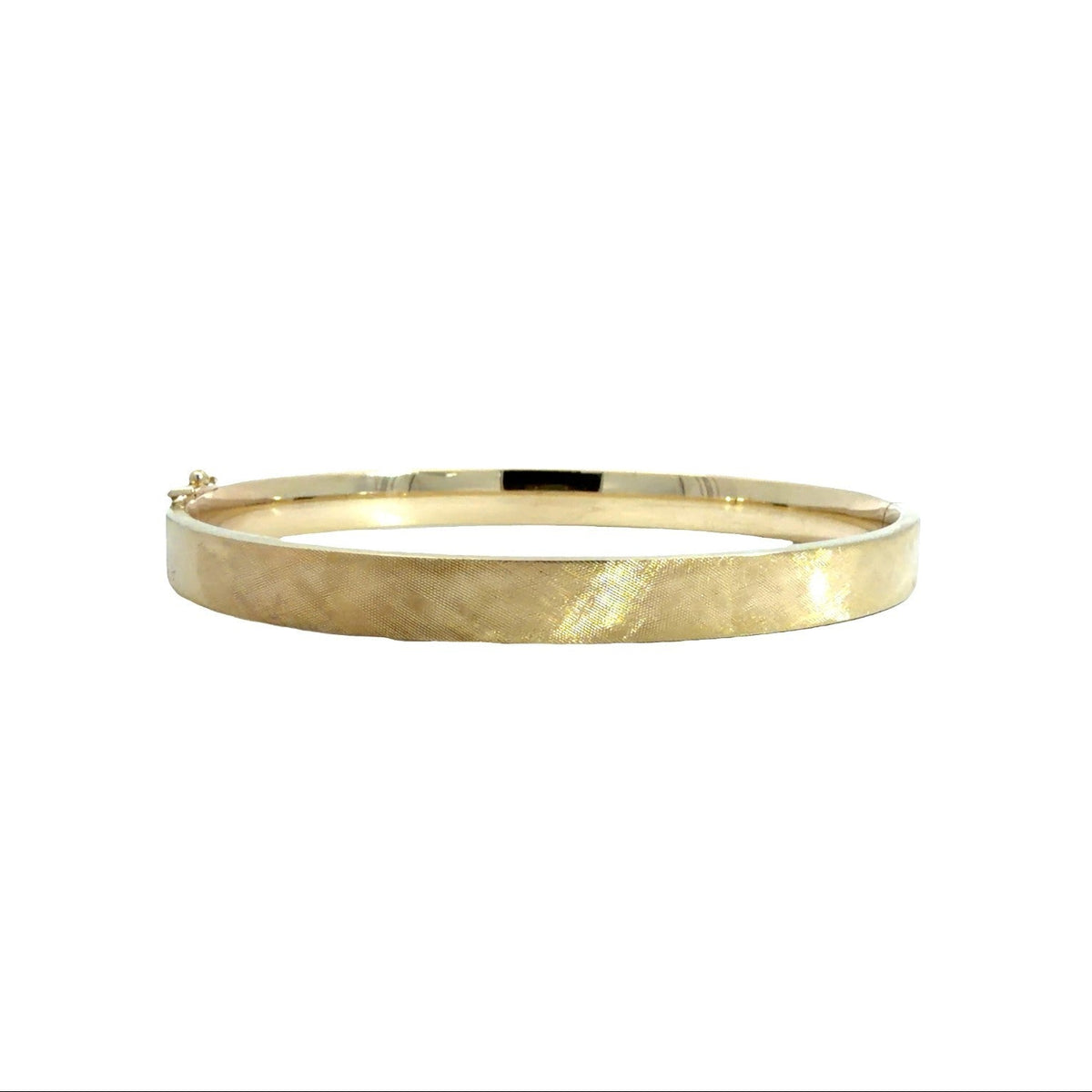 13k Yellow Gold Textured Hinged Bangle Bracelet 6.5"0