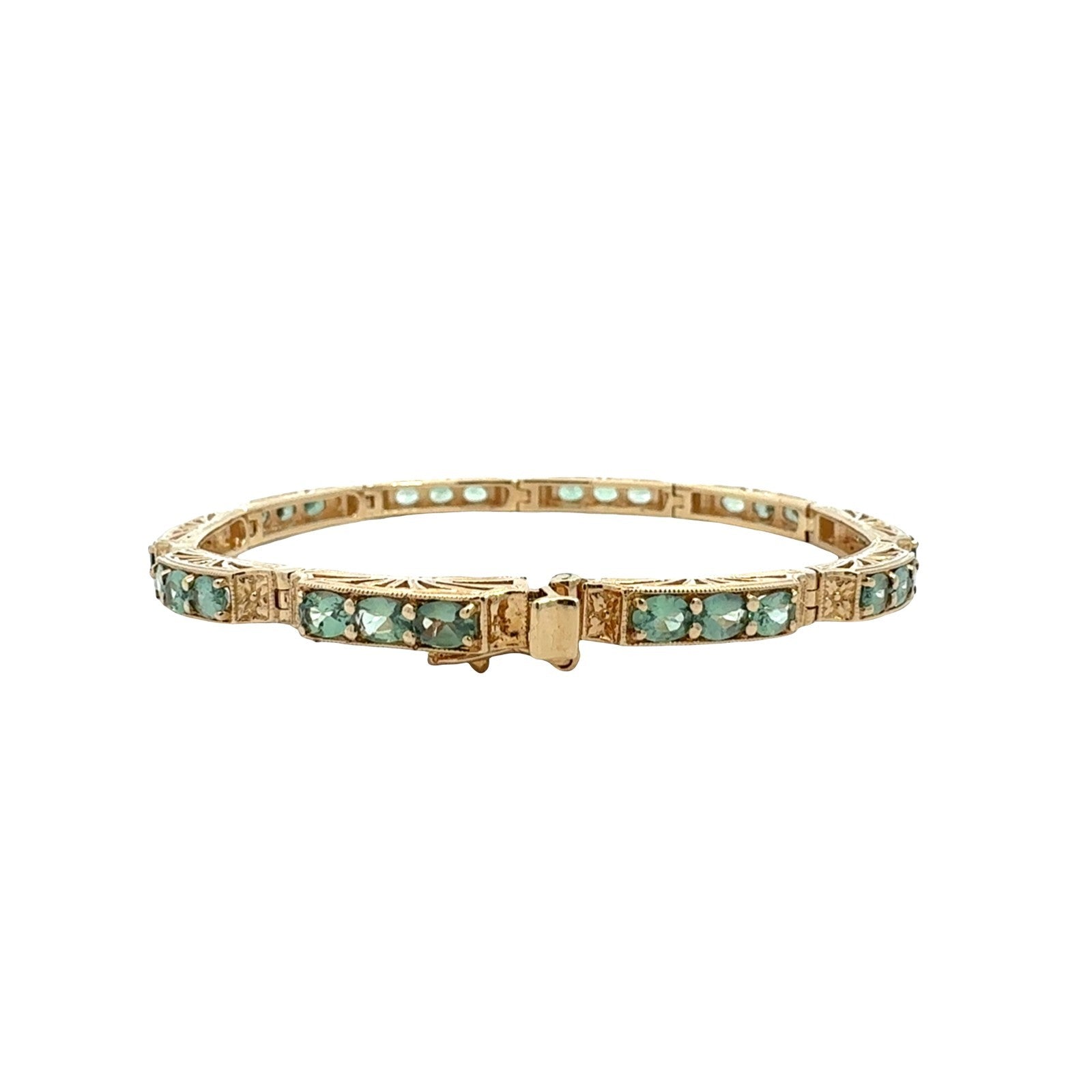 Vintage 14k Yellow Gold Stamped 5.64cttw Chrysoberyl Link Bracelet3
