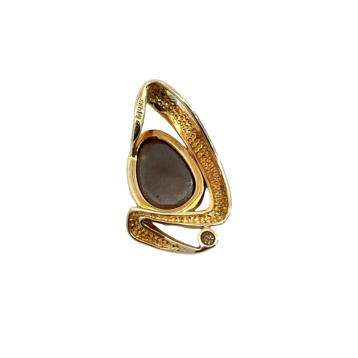 14k Yellow Gold 0.02tcw Diamond & Blue Opal Inlay Pendant5