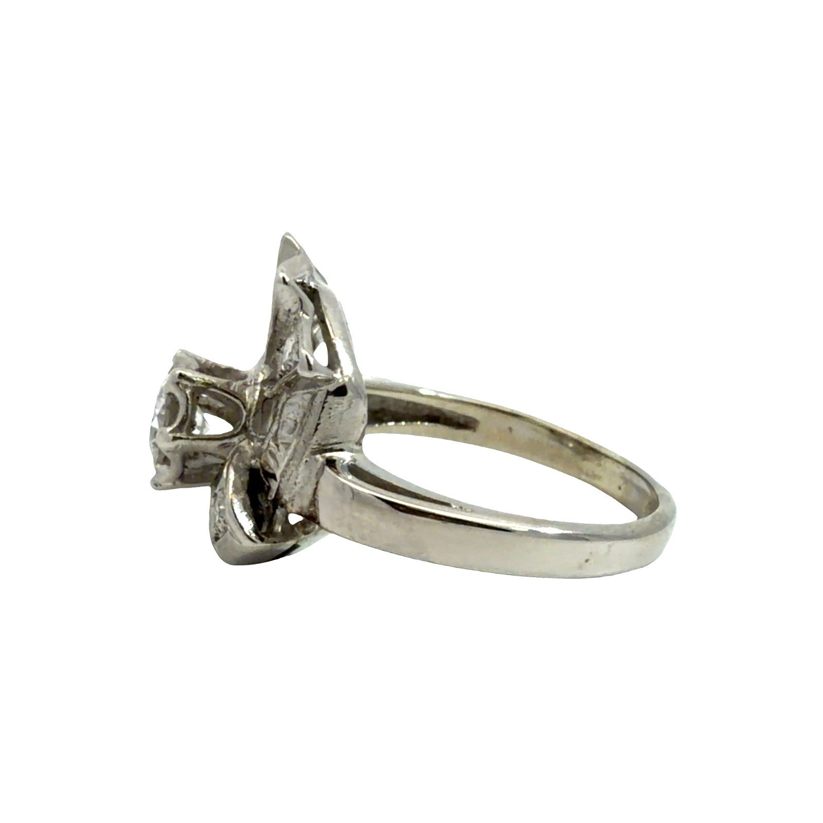 Vintage Art Deco 14k White Gold 0.44ctw Diamond Ring Size 5.50