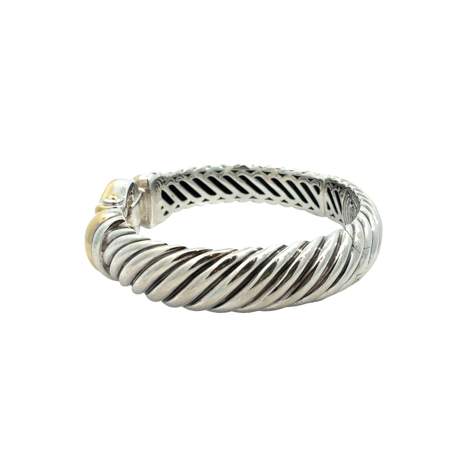 David Yurman Waverly Cable Sterling Silver & 18k Yellow Gold Buckle Bracelet M2
