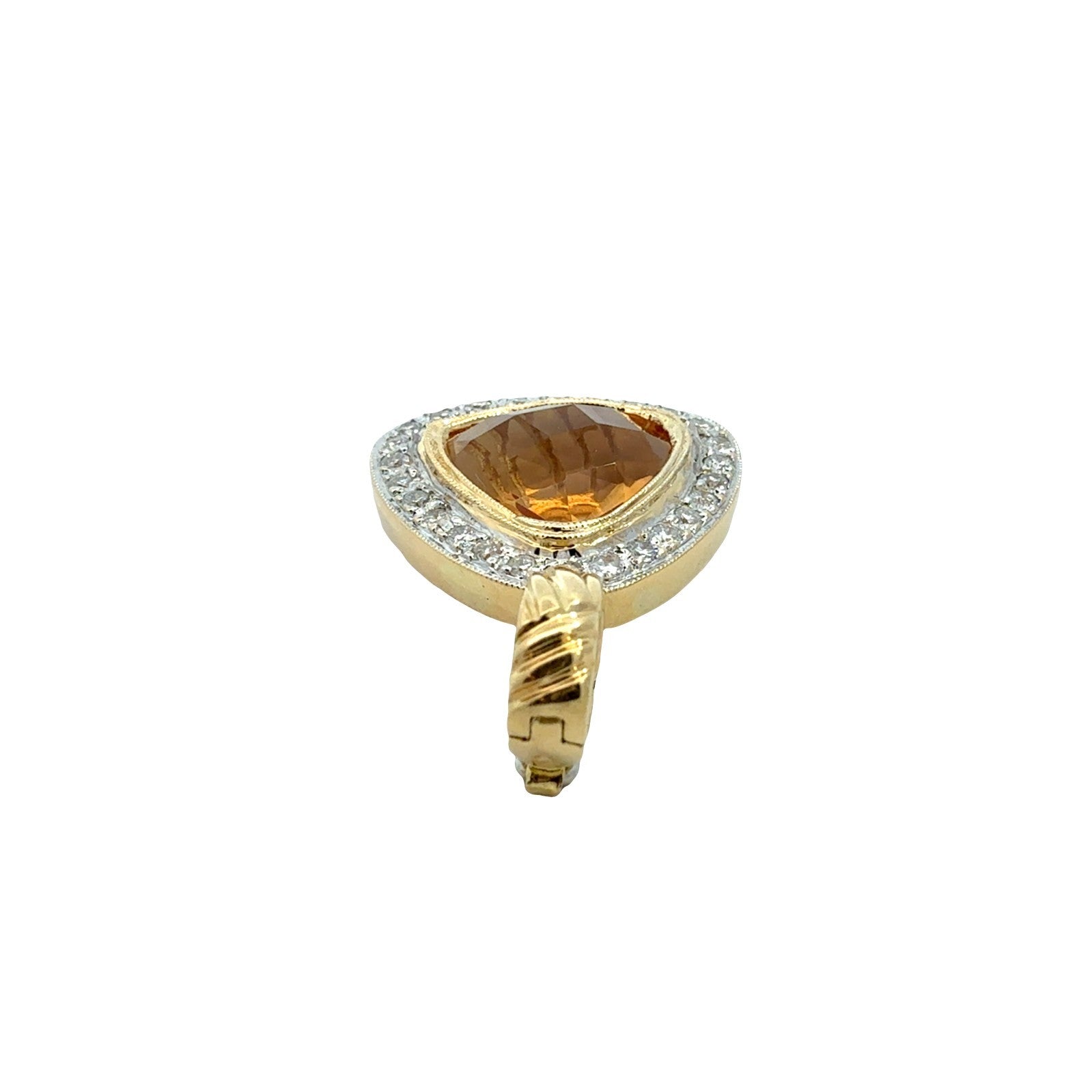 18k Multi-Tone Gold 5.14tcw Citrine with 0.34cttw Diamond Halo Pendant3