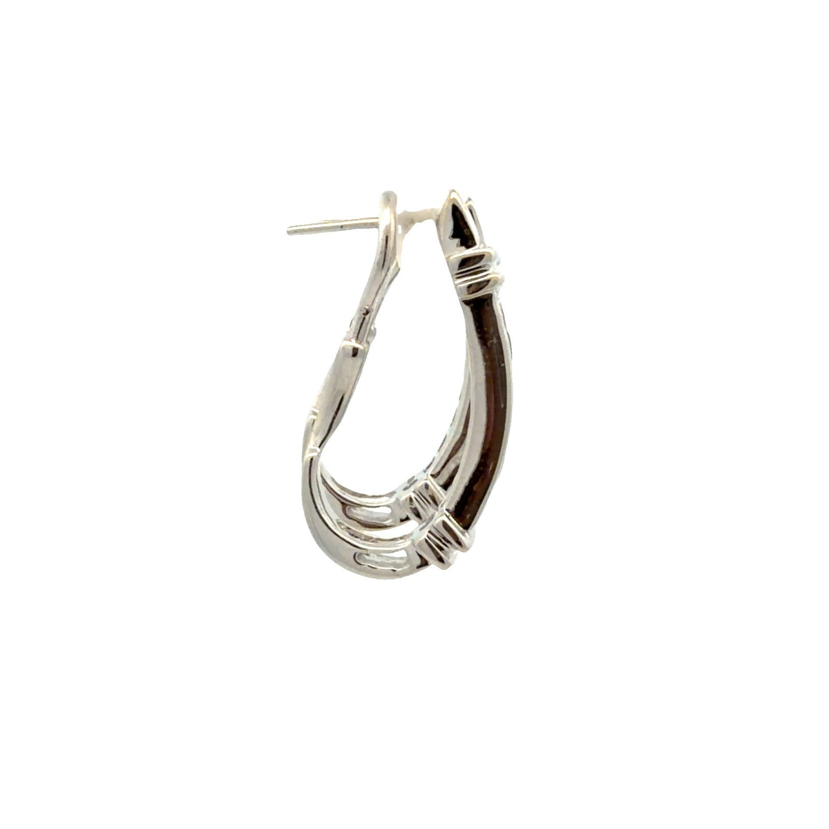 14k White Gold Alternating White & Blue 0.84cttw Diamond Hoop Earrings5