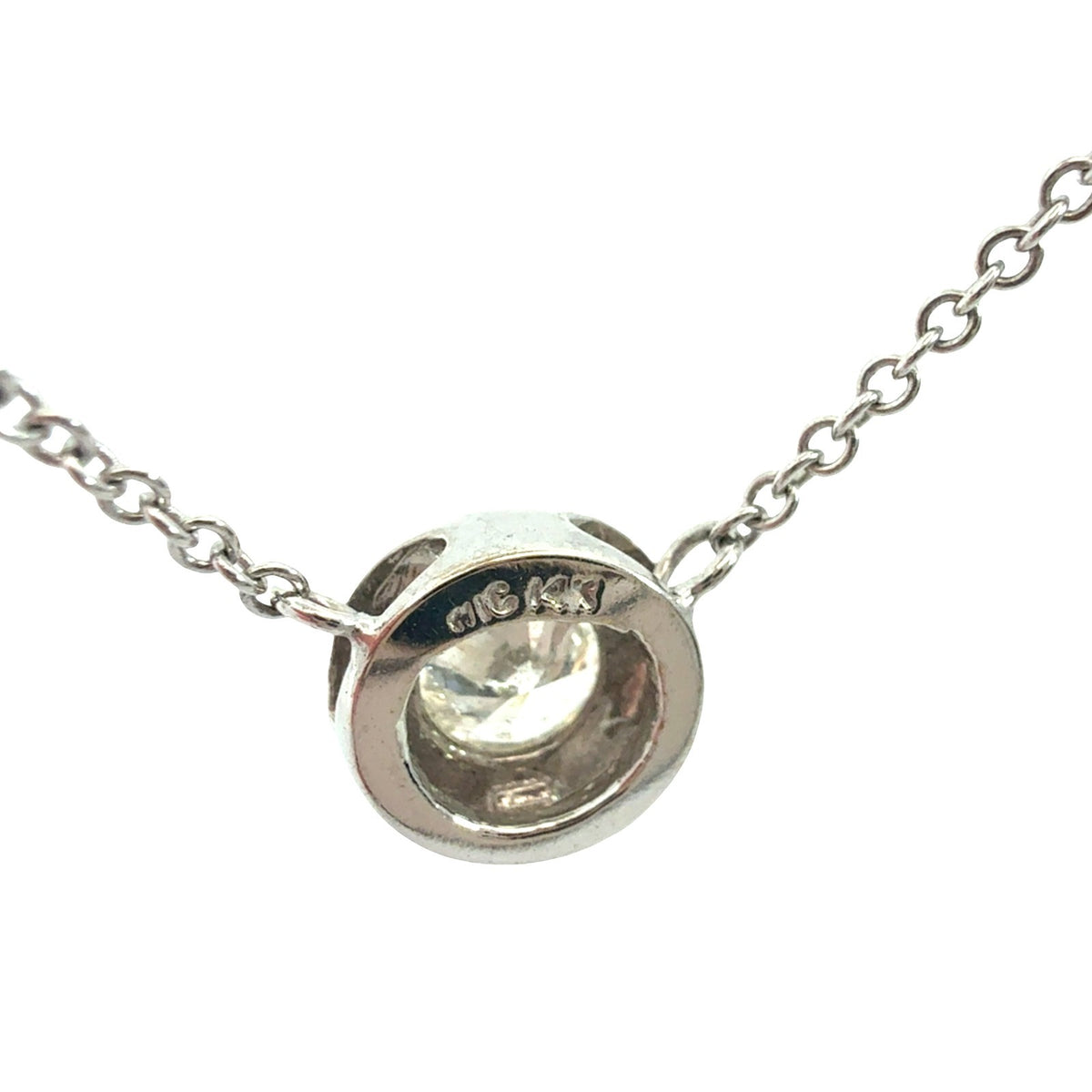 14k White Gold 0.52tcw Diamond Round Bezel-Set Solitaire Necklace5