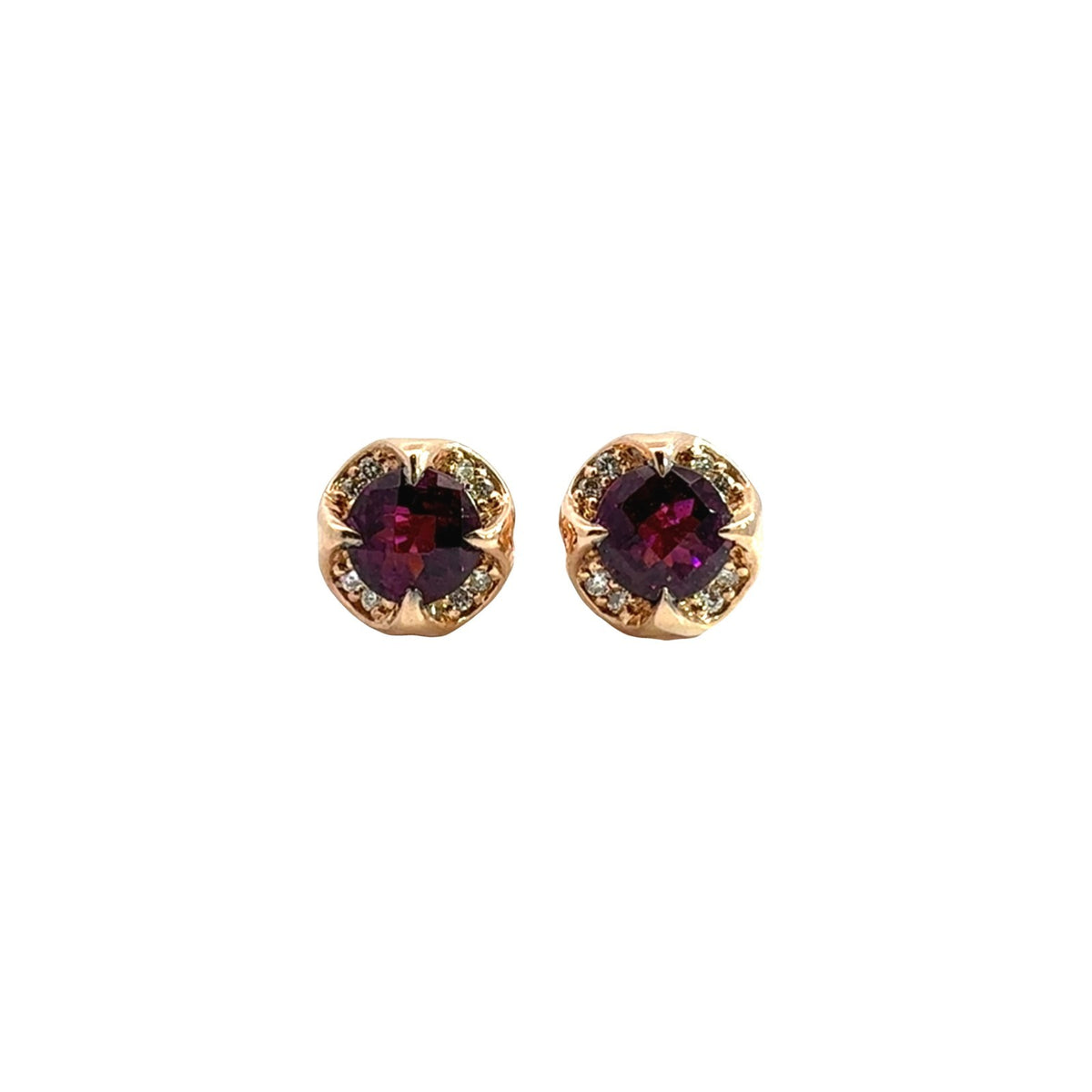 LeVian 14k Rose Gold 1.14cttw Garnet &amp; 0.06cttw Diamond Earrings0