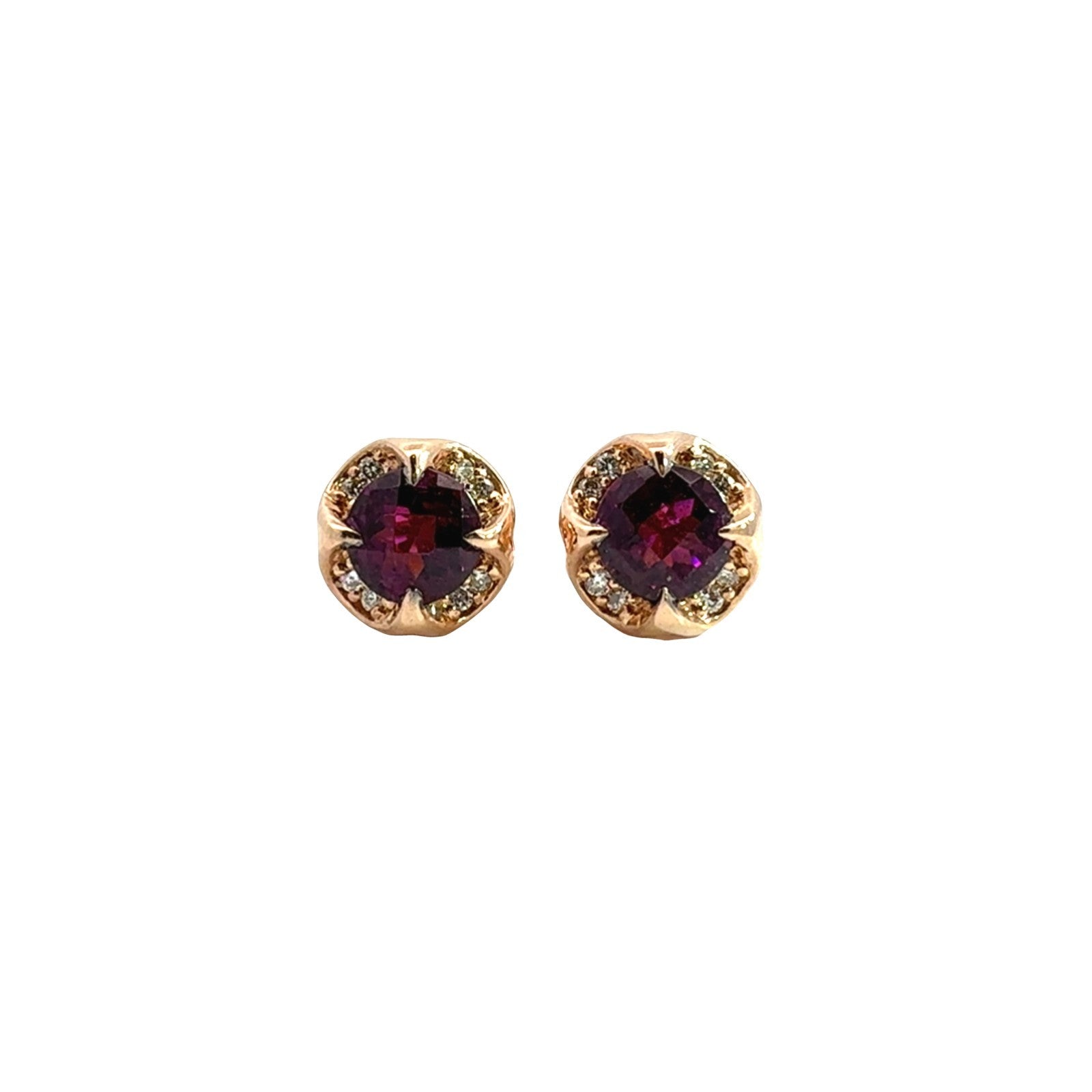 LeVian 14k Rose Gold 1.14cttw Garnet & 0.06cttw Diamond Earrings0