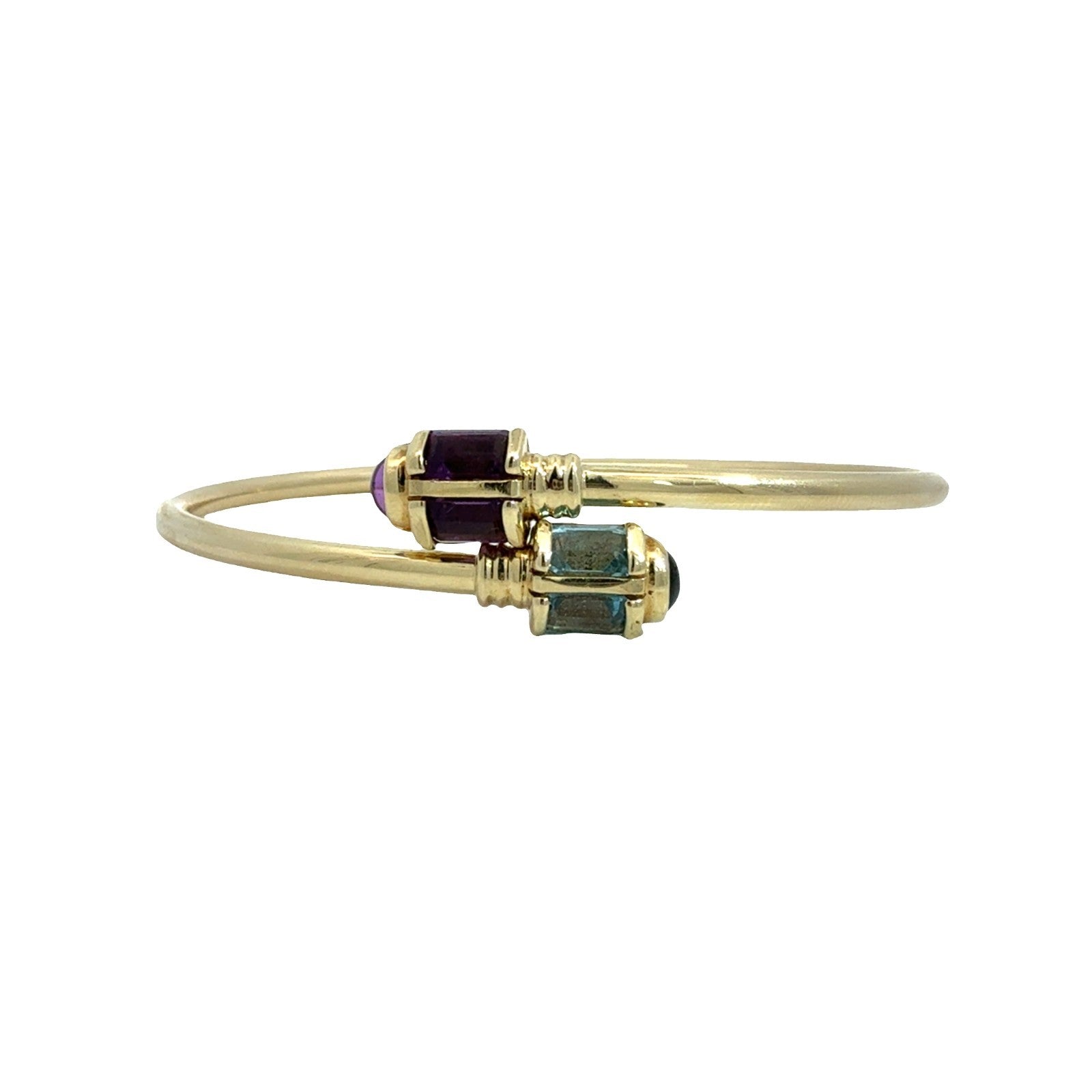 14k Yellow Gold 1.16ctw Amethyst and 1.57ctw Topaz Flex Bangle3