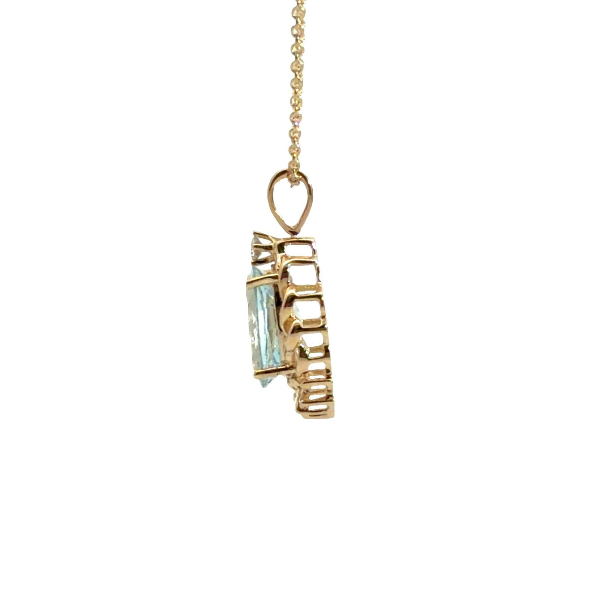 14k Yellow Gold 4.69tcw Aquamarine & 0.09tcw Diamond Oval Pendant Necklace2