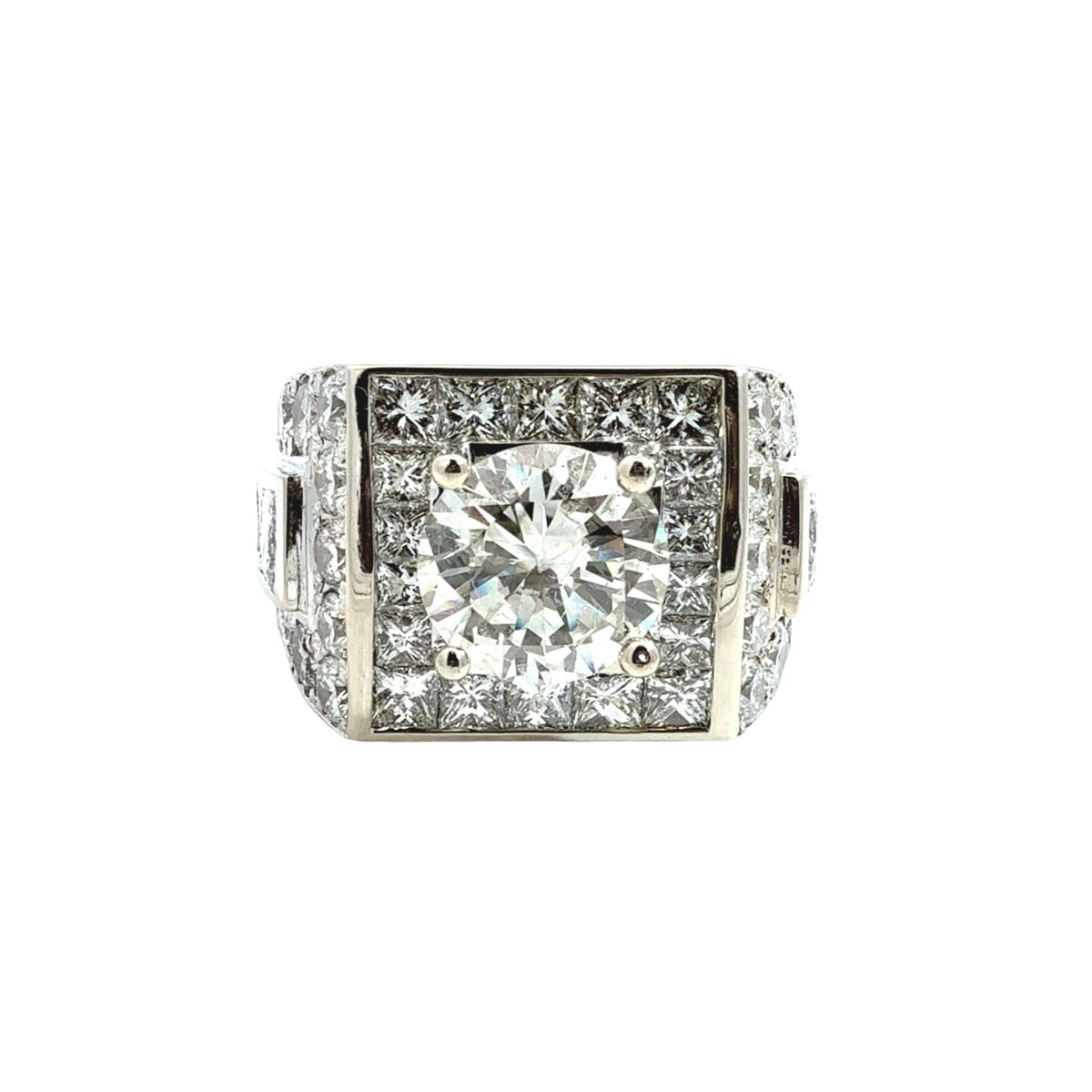 14k White Gold 9.40cttw (3.75tcw) Diamond Men's Ring0
